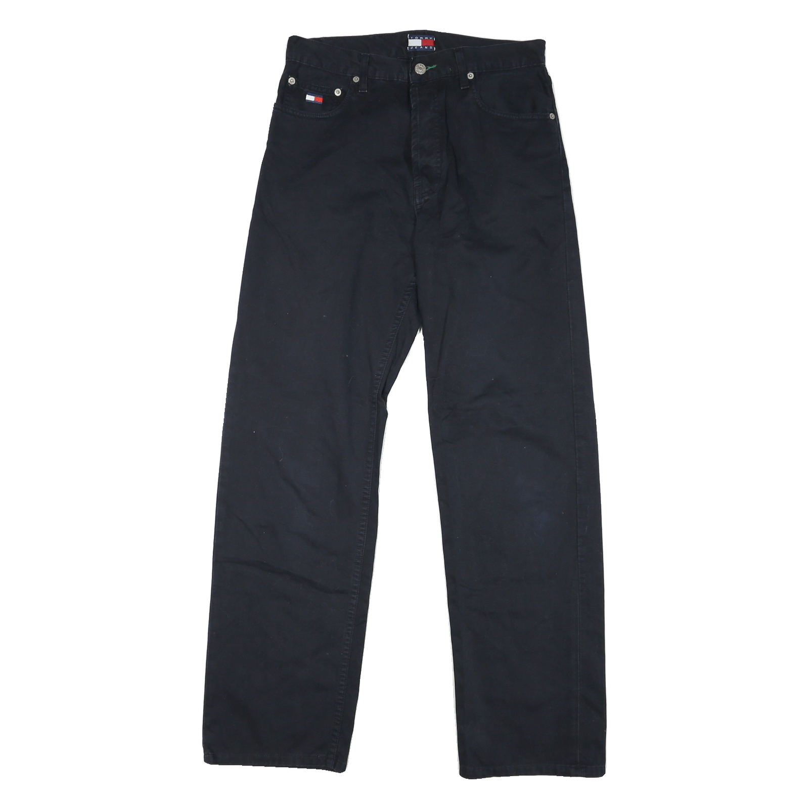 TOMMY HILFIGER Mens Cotton Black Classic Straight Trousers W30 L31 Button Refurbished - N/A refurbished available on Cerqular