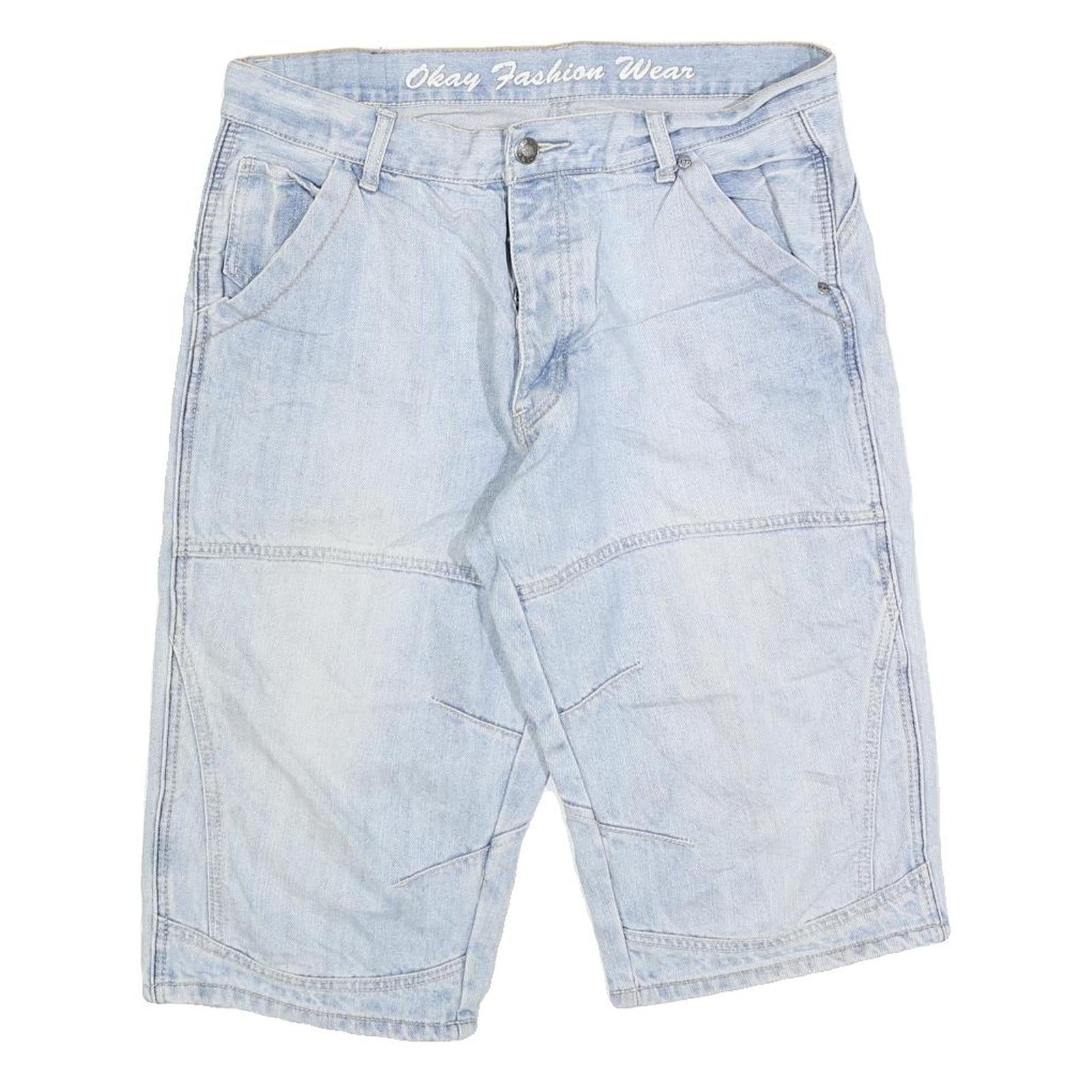 OKAY JEANS Mens Light Blue Denim Casual Shorts M W34 Cotton Blend Refurbished - N/A refurbished available on Cerqular