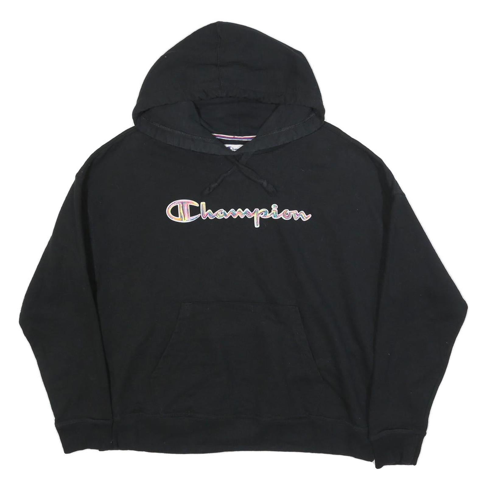 CHAMPION Womens Black Hooded Pullover Hoodie L Embroidered Logo Refurbished - N/A refurbished available on Cerqular