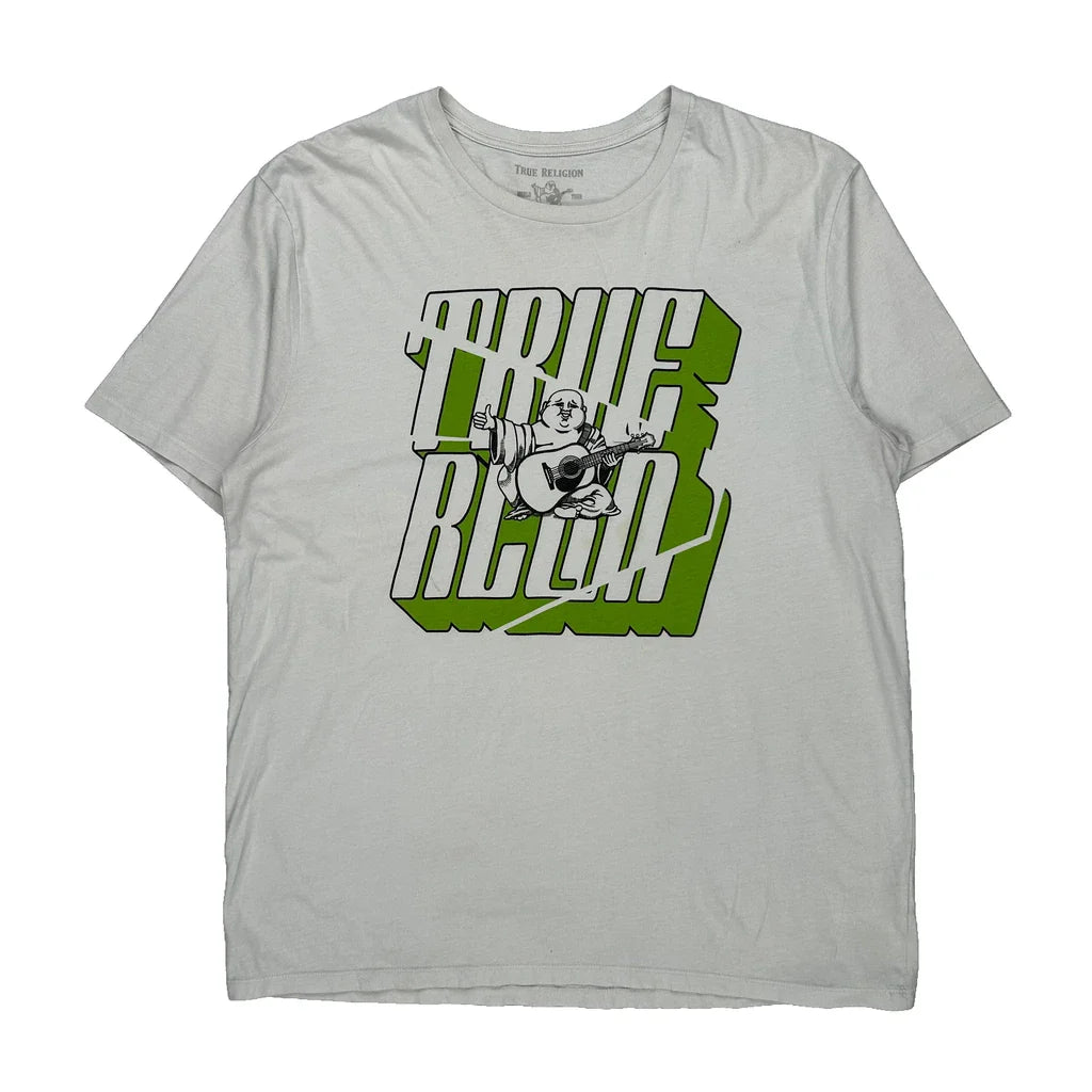 World Tour True Religion Graphic T-Shirt - XL Green Cotton Refurbished - Thrifted (note: this is a term often used to describe second- refurbished available on Cerqular