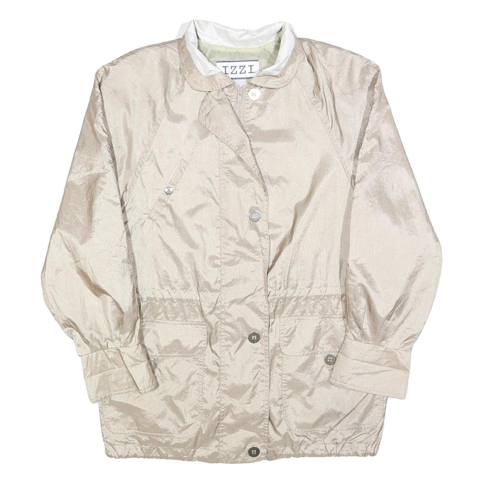 IZZI Womens Beige Lightweight Jacket L Polyester Blend Zip Plain Fashion Refurbished - N/A refurbished available on Cerqular