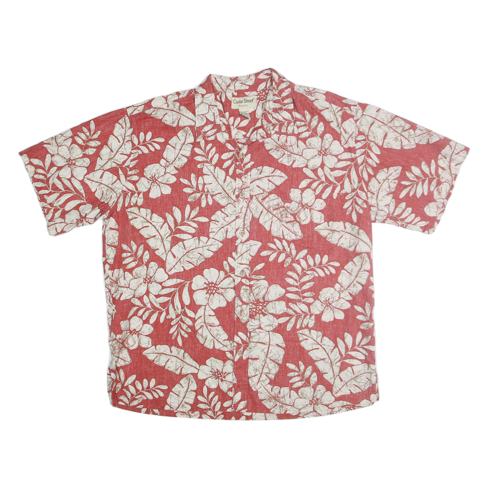 COOKE STREET Mens Red & Cream Floral Cotton Shirt 2XL Hawaiian Casual Summer Refurbished - N/A refurbished available on Cerqular