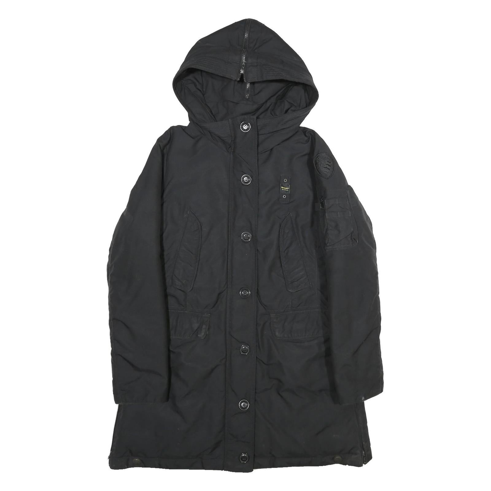BLAUER USA Womens Black Nylon Hooded Long Zip Jacket M Refurbished - N/A refurbished available on Cerqular