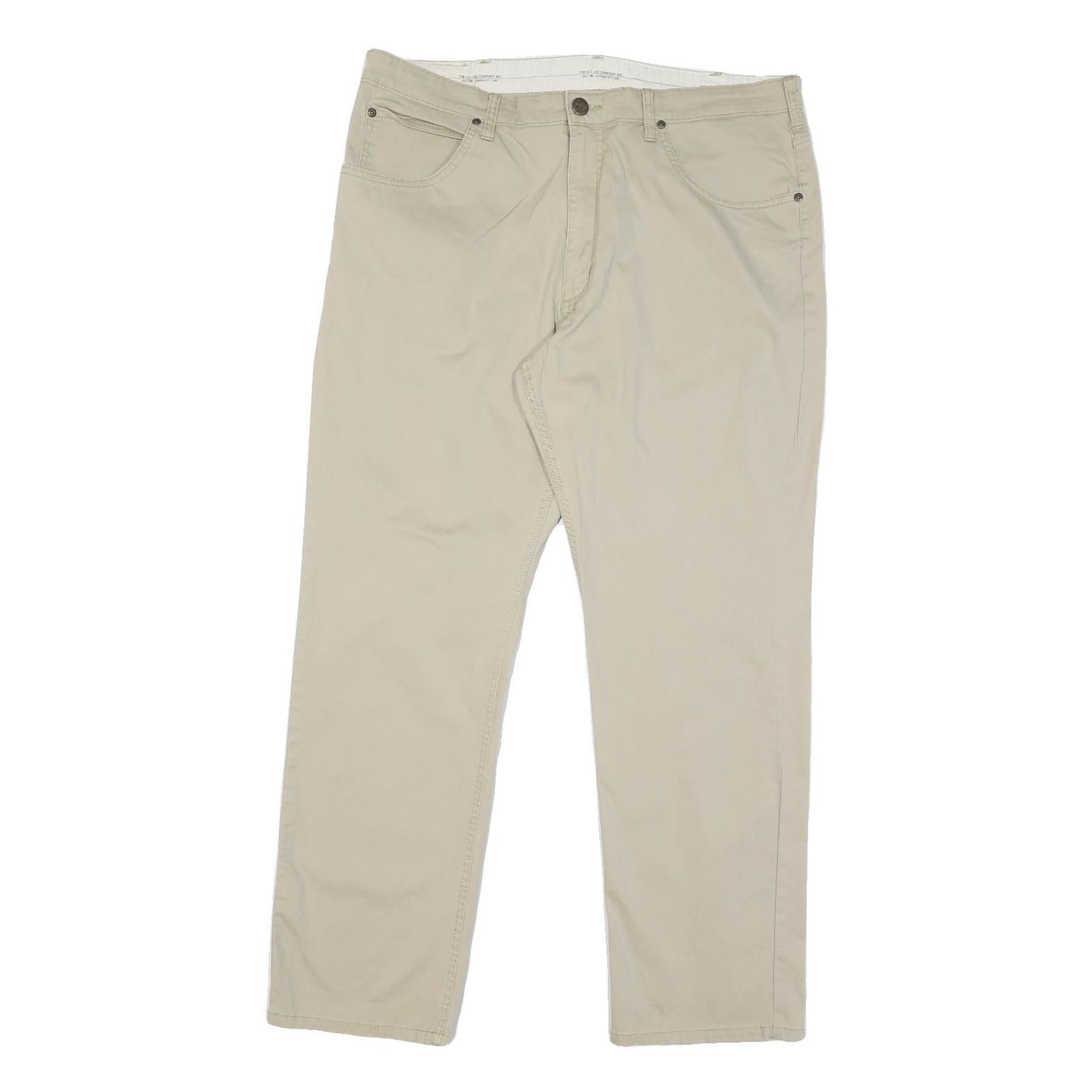 LEE Mens Regular Fit Beige Cotton Blend Trousers W36 L29 Classic Zip Closure Refurbished - N/A refurbished available on Cerqular
