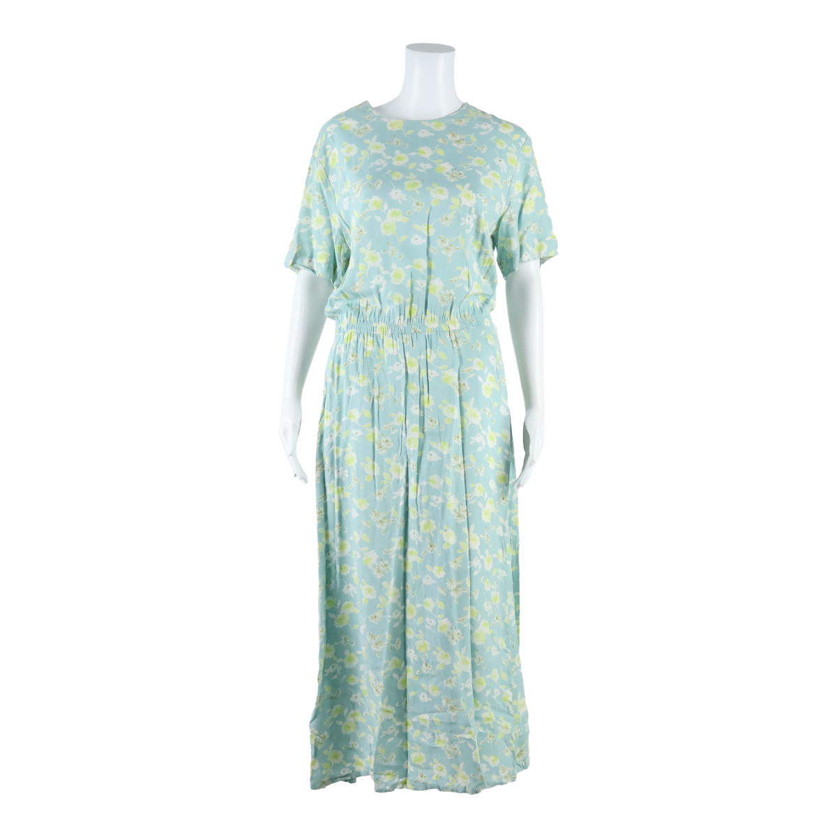 THE TOG SHOP Womens A-Line Dress Blue Floral Short Sleeve Long UK 10 Refurbished - N/A refurbished available on Cerqular