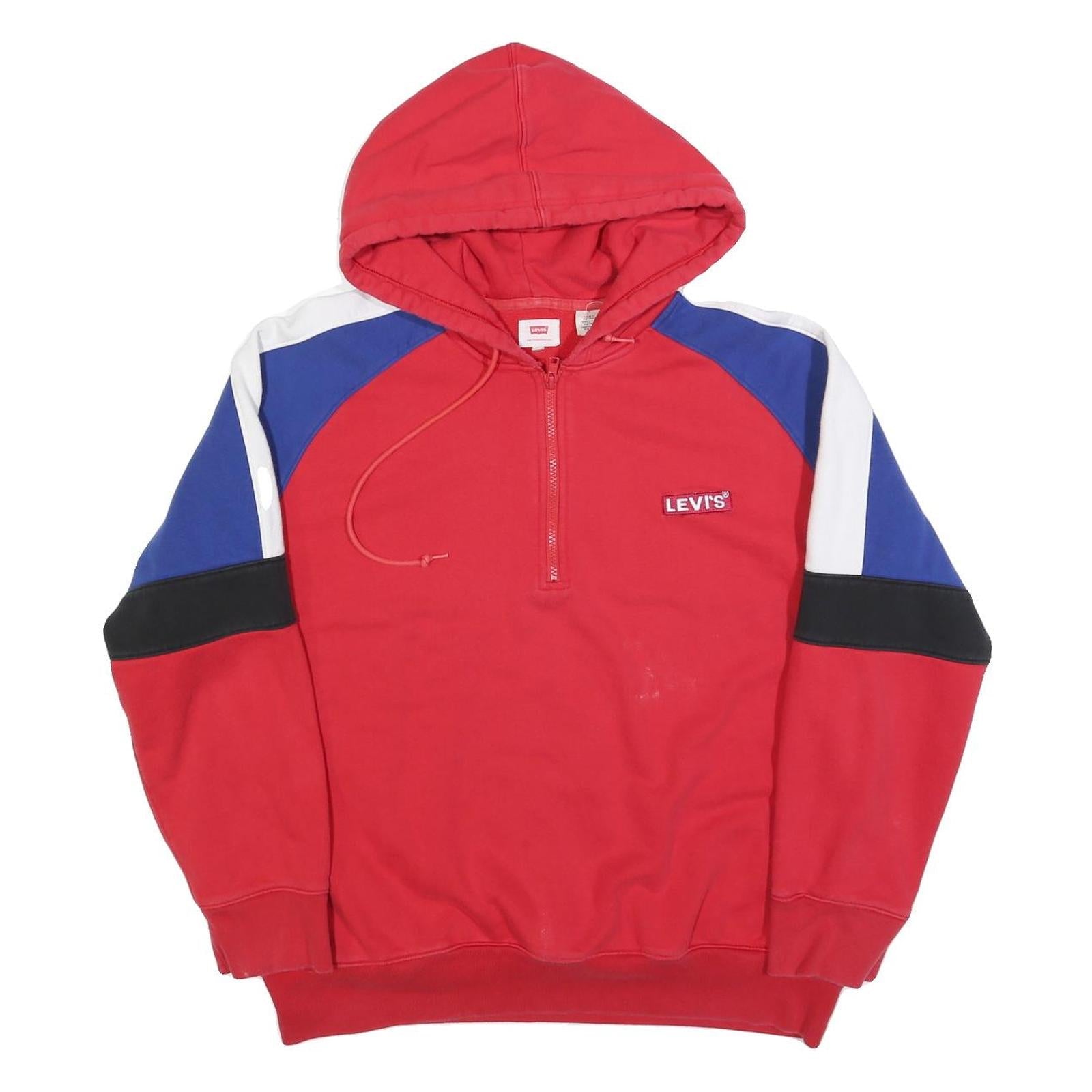 Buy LEVI'S Mens Red Blue & Black Pullover Hoodie XL Half Zip Cotton Blend Sweatshirt Refurbished - $35.09 LEVI'S Mens Red Blue & Black Pullover Hoodie XL Half Zip Cotton Blend Sweatshirt Refurbished - N/A refurbished available on Cerqular