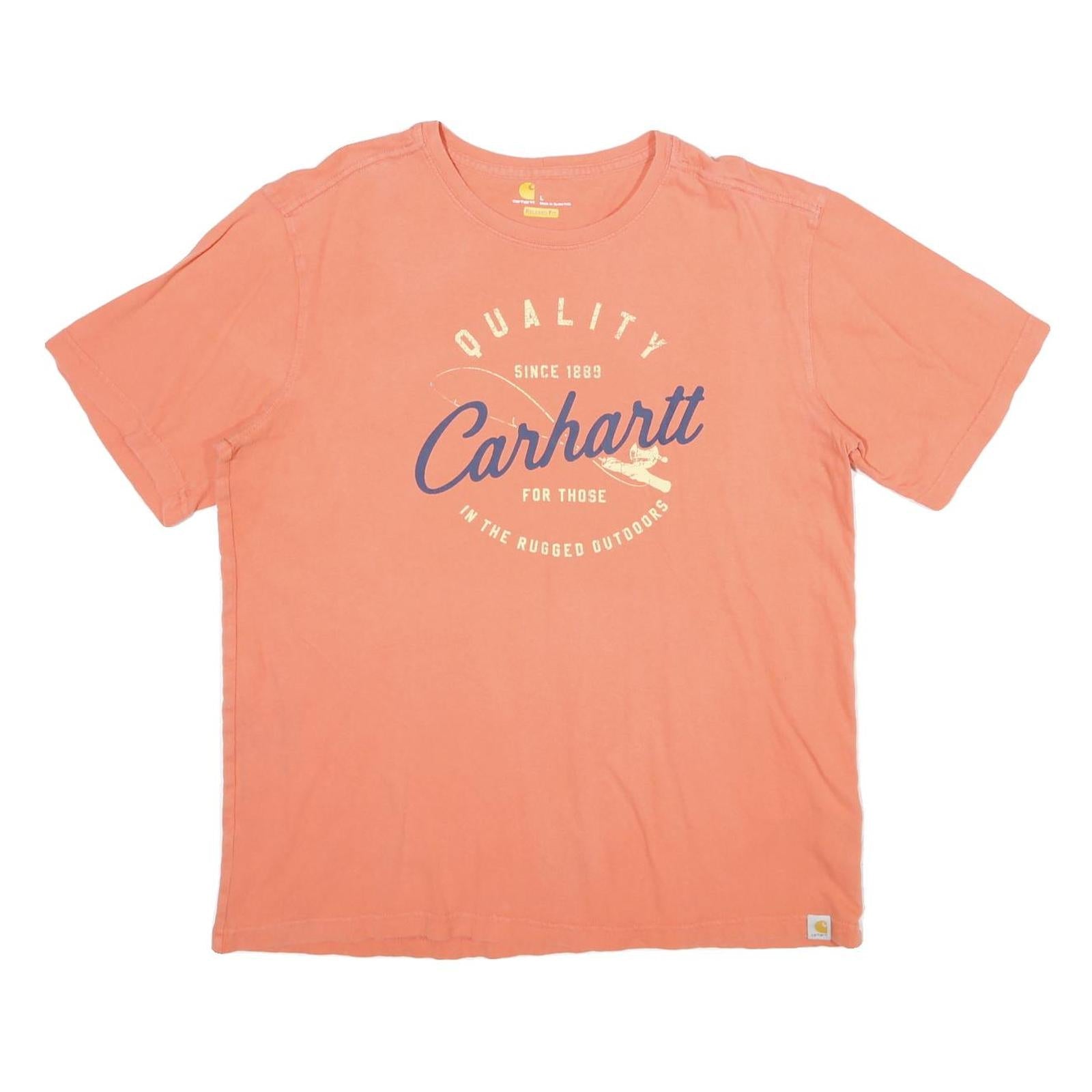 CARHARTT Womens Orange L Graphic T-Shirt Short Sleeve Crew Neck Cotton Refurbished - N/A refurbished available on Cerqular