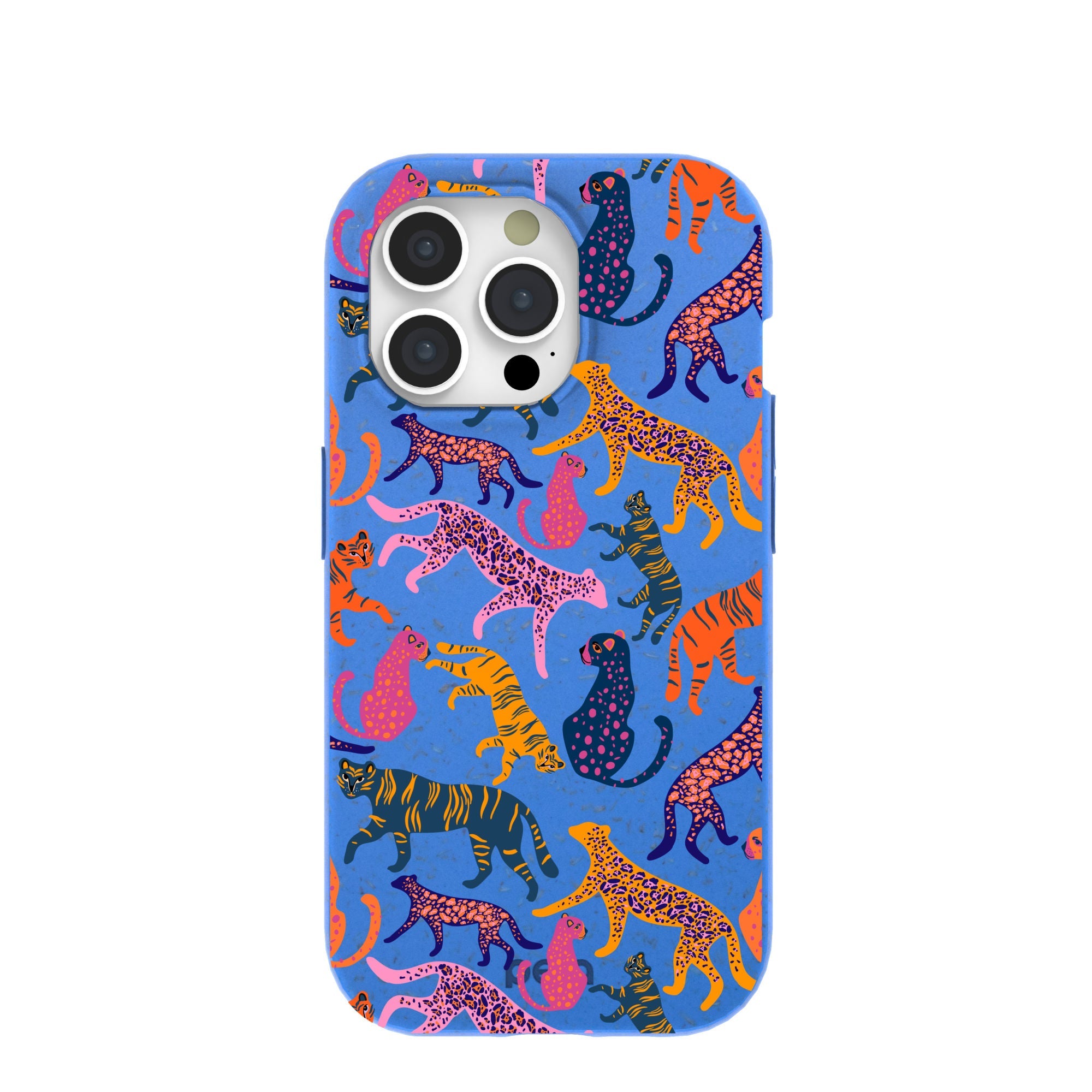 Electric Blue Jungle Cat iPhone 15 Pro Case Refurbished - Pela Case refurbished available on Cerqular