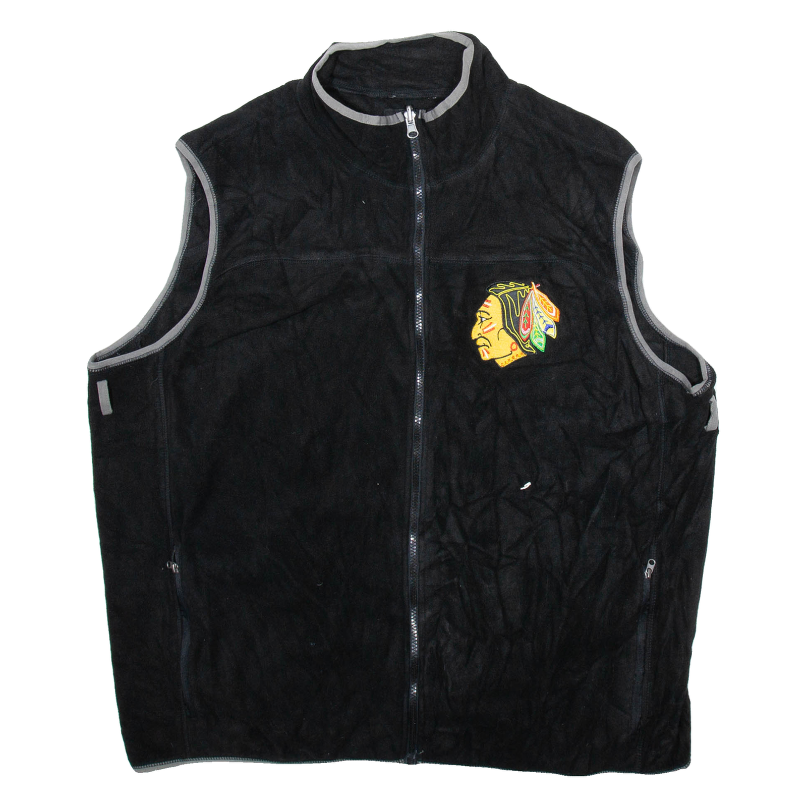 NHL Chicago Blackhawks Mens Fleece Gilet Black USA XL Refurbished - N/A refurbished available on Cerqular