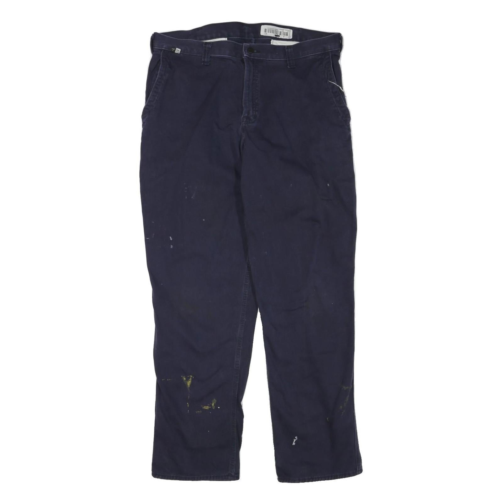 CARHARTT Mens Navy Regular Fit Zip Closure Cotton Blend Trousers W38 L32 Refurbished - N/A refurbished available on Cerqular
