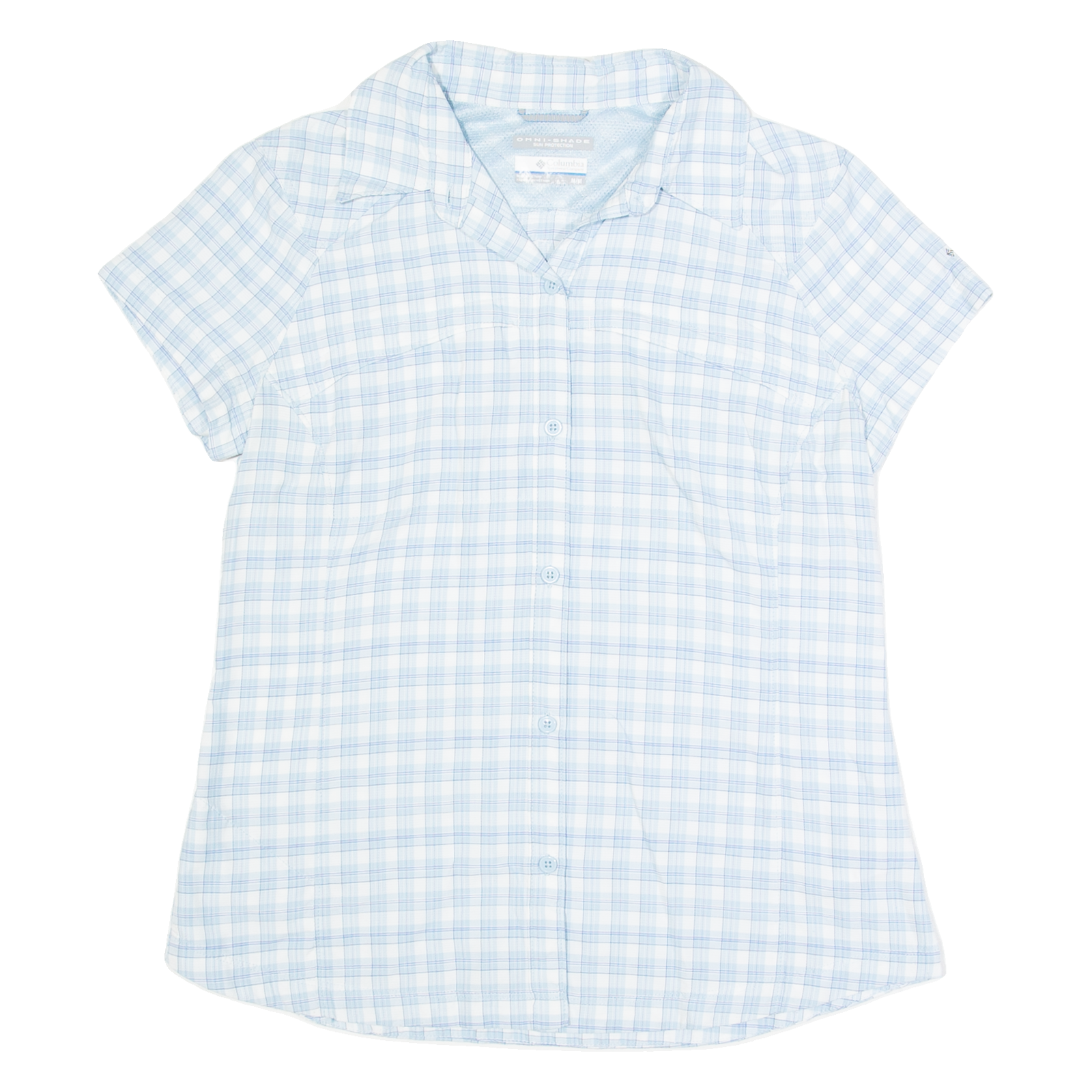 COLUMBIA Womens Shirt Blue Button Neck Check M Refurbished - N/A refurbished available on Cerqular