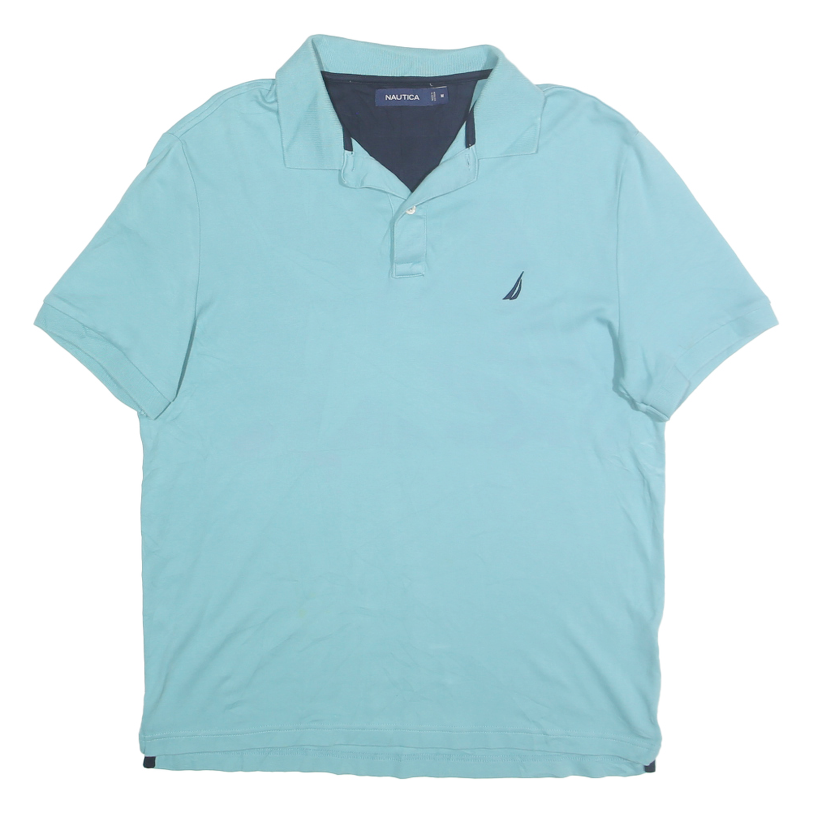 NAUTICA Mens Blue Short Sleeve Plain Polo Shirt M Cotton Blend Casual Refurbished - N/A refurbished available on Cerqular