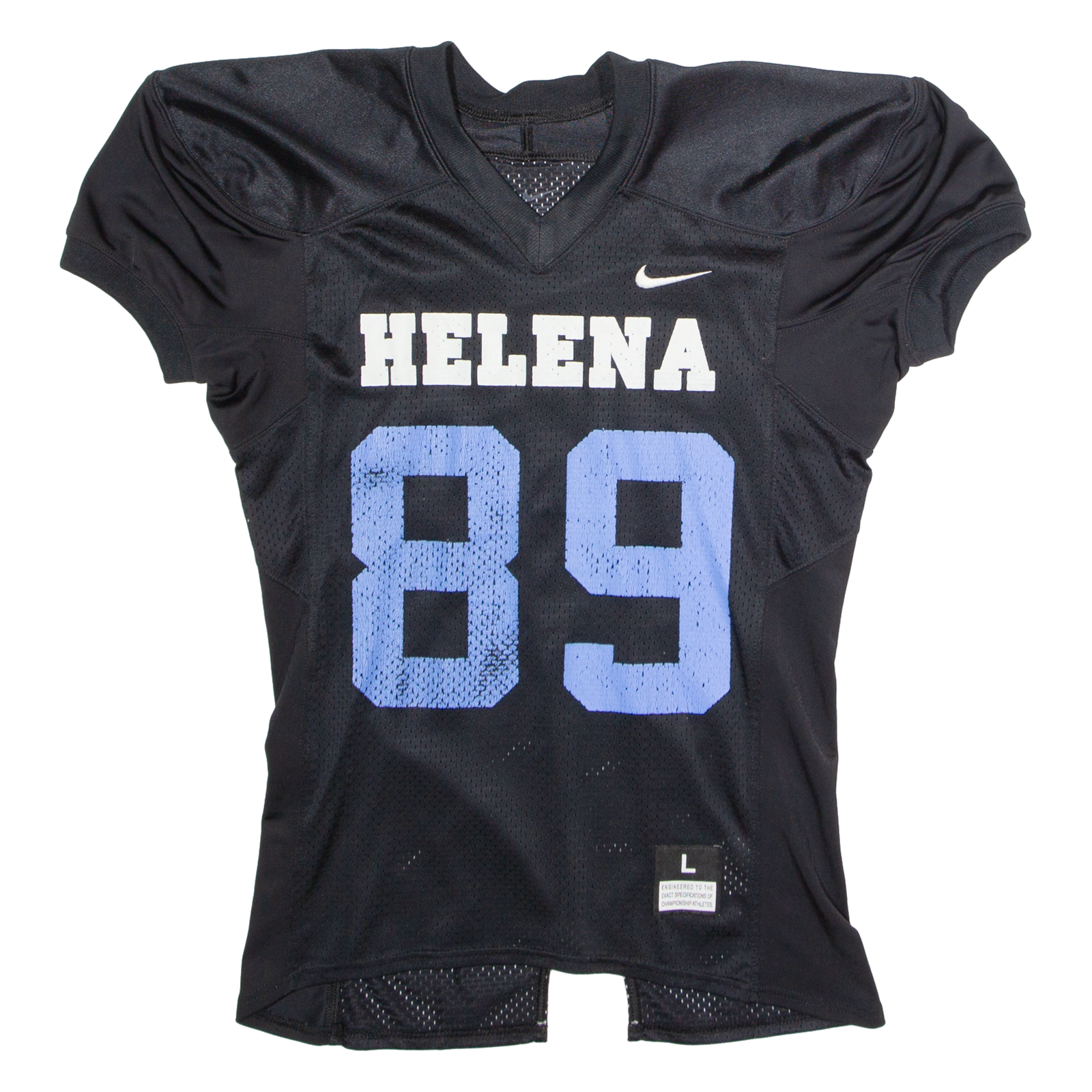 NIKE Helena Football #89 Meinberg Mens Jersey Black USA V-Neck Nylon L Refurbished - N/A refurbished available on Cerqular