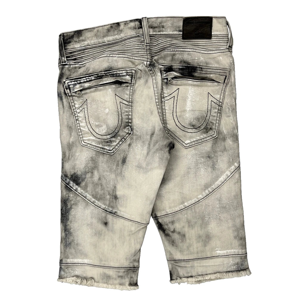 True Religion Tie-Dye Denim Shorts - 30W 15L Acid Wash Cotton Refurbished - Thrifted (note: this is a term often used to describe second- refurbished available on Cerqular