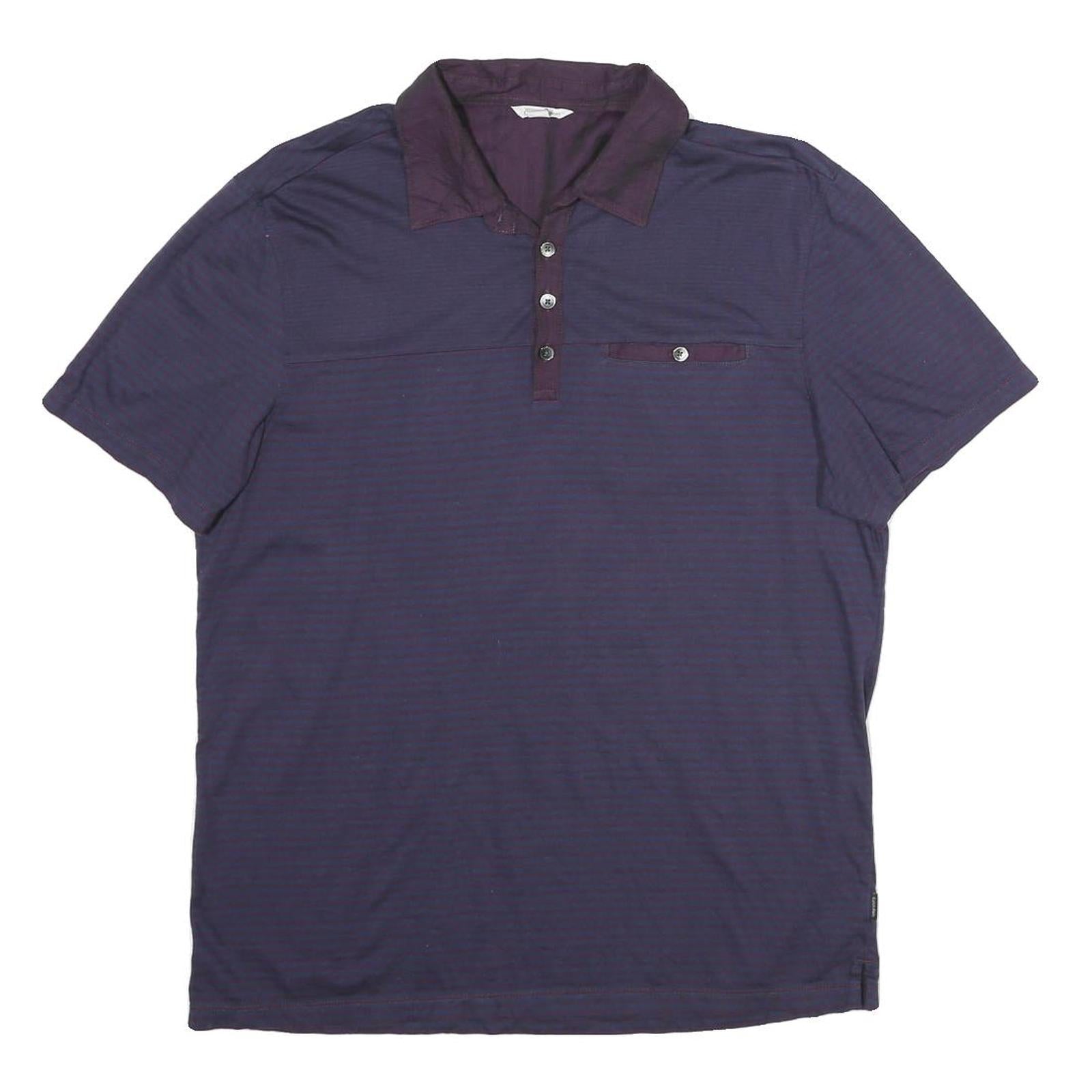CALVIN KLEIN Mens Blue Short Sleeve Plain M Cotton Button Pocket Polo Shirt Refurbished - N/A refurbished available on Cerqular