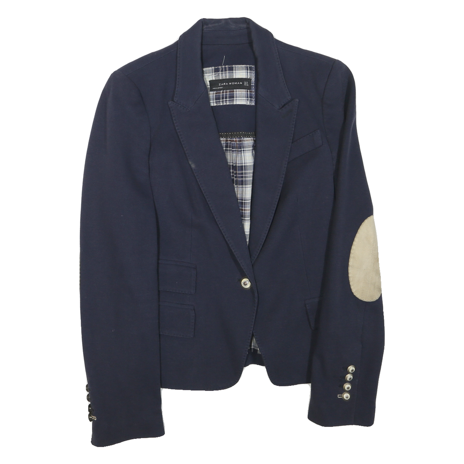 ZARA Womens Blue Button Blazer Jacket S Polyester Blend Plain Elegant Formal Refurbished - N/A refurbished available on Cerqular