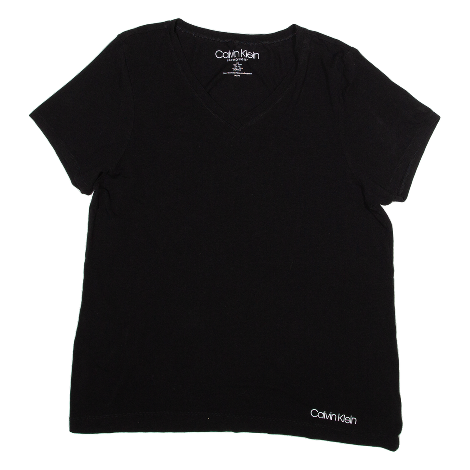 CALVIN KLEIN Womens T-Shirt Black V-Neck L Refurbished - N/A refurbished available on Cerqular