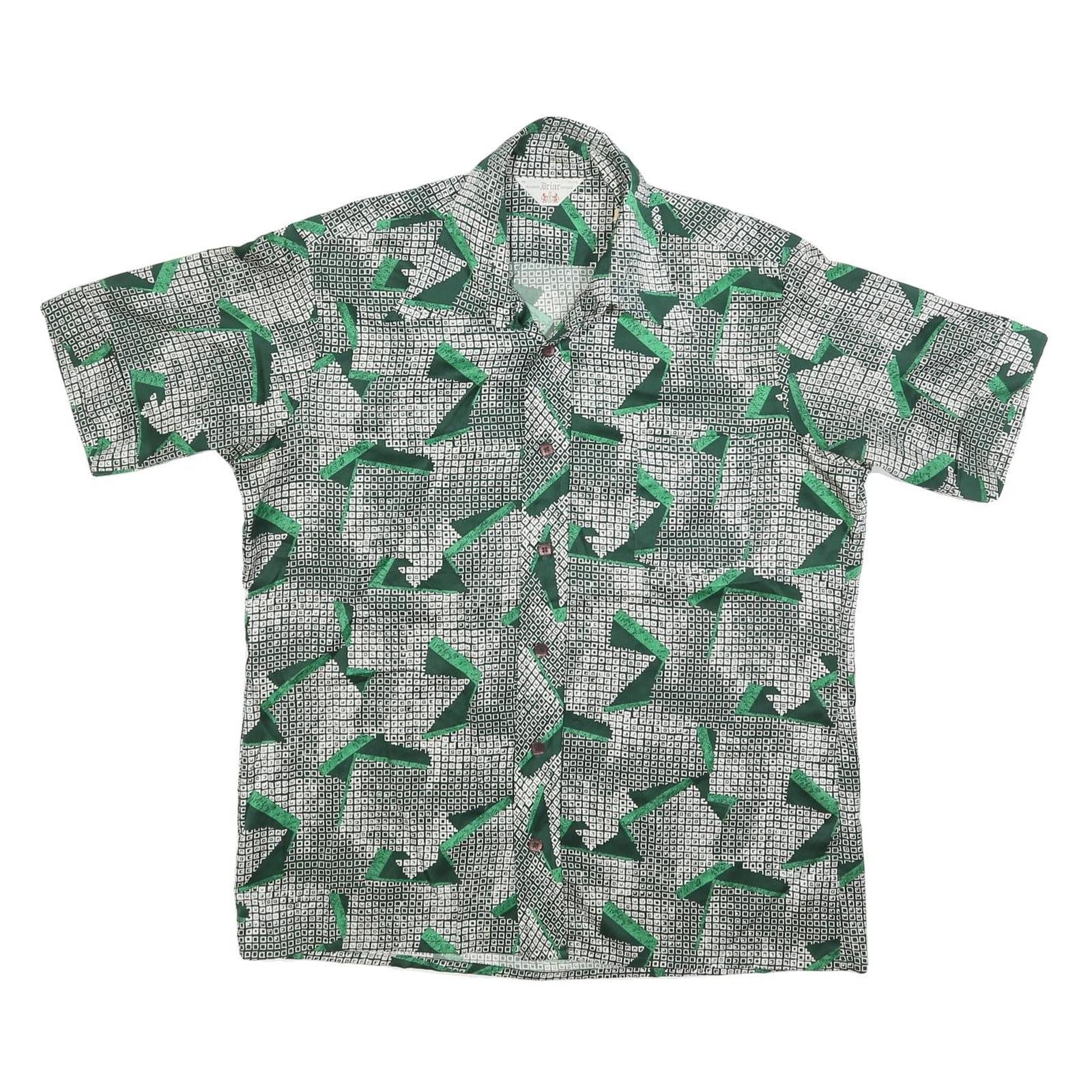 BRAIR HOUSE Mens Green & Black Graphic Abstract Polyester Blend Shirt XL Button Refurbished - N/A refurbished available on Cerqular