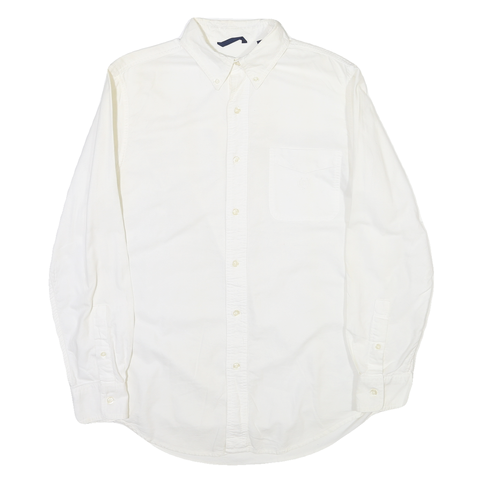 CHAPS Mens White & Cream Button-Down Shirt S Classic Cotton Long Sleeve Casual Refurbished - N/A refurbished available on Cerqular