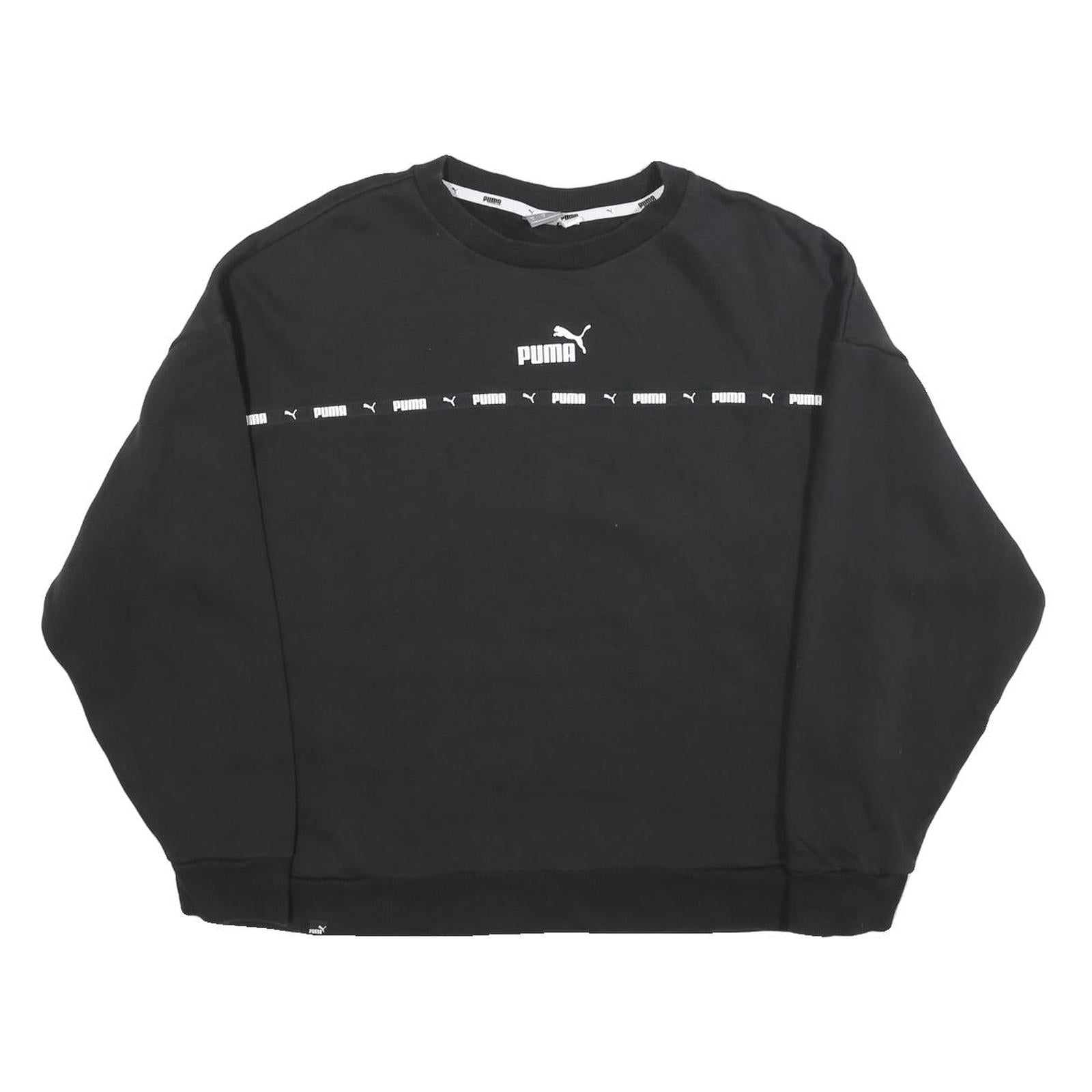 PUMA Womens Black L Crew Neck Logo Sweatshirt Cotton Blend Casual Pullover Refurbished - N/A refurbished available on Cerqular