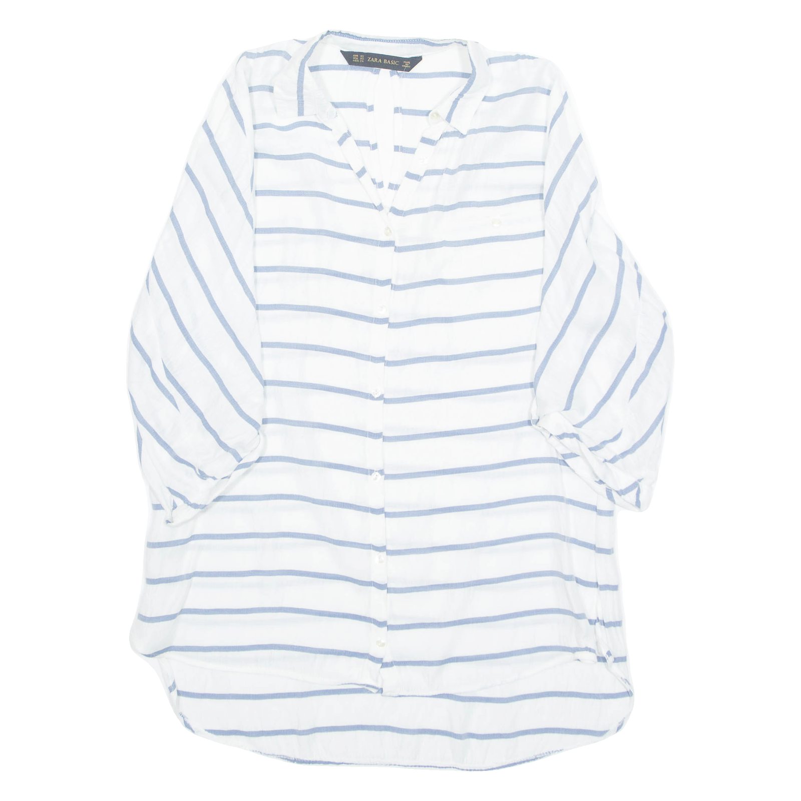 ZARA Hi-low Womens Printed Shirt White Collared Striped XS Refurbished - N/A refurbished available on Cerqular