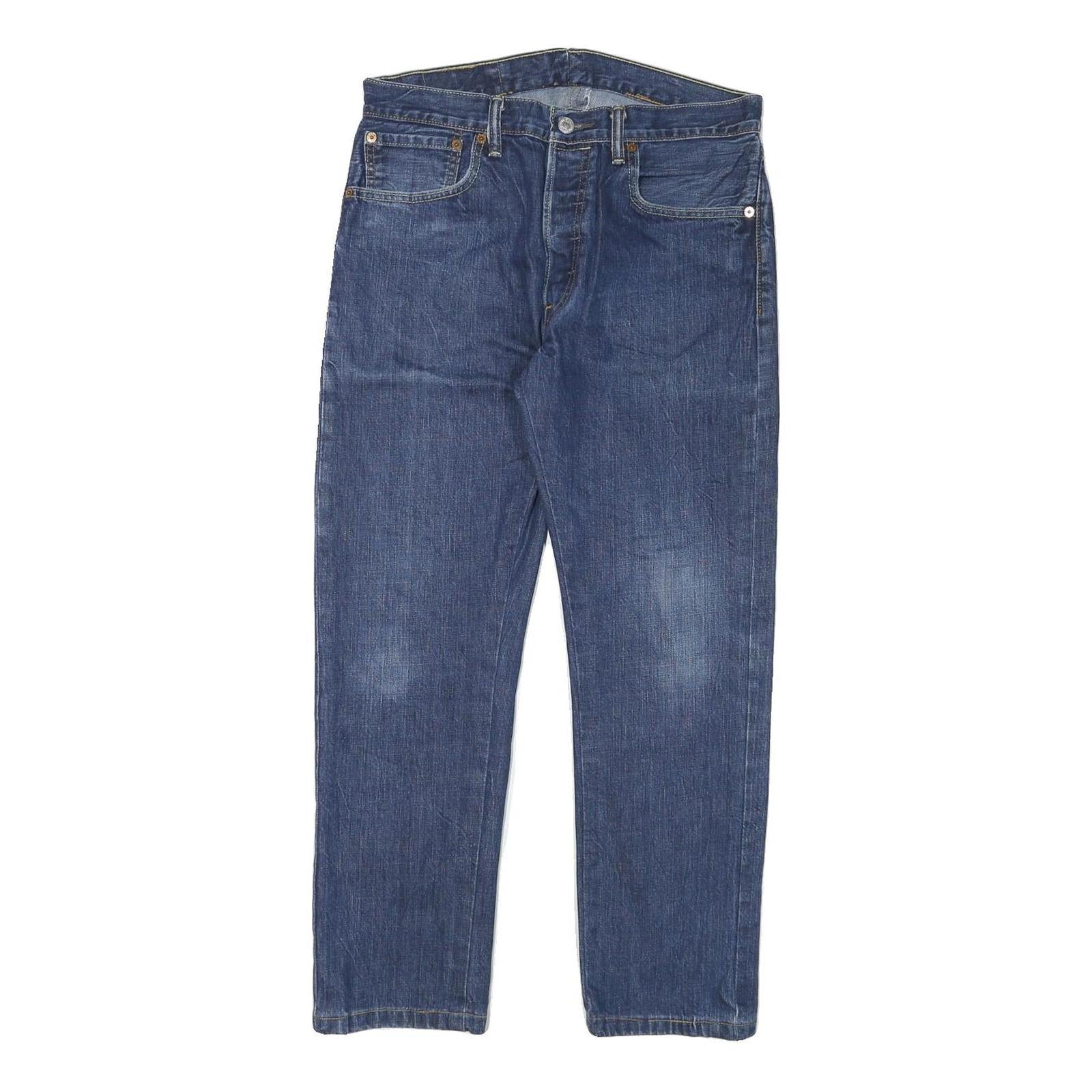LEVI'S 501 Mens Jeans Blue Regular Straight Denim Medium W31 L26 Classic Button Refurbished - N/A refurbished available on Cerqular