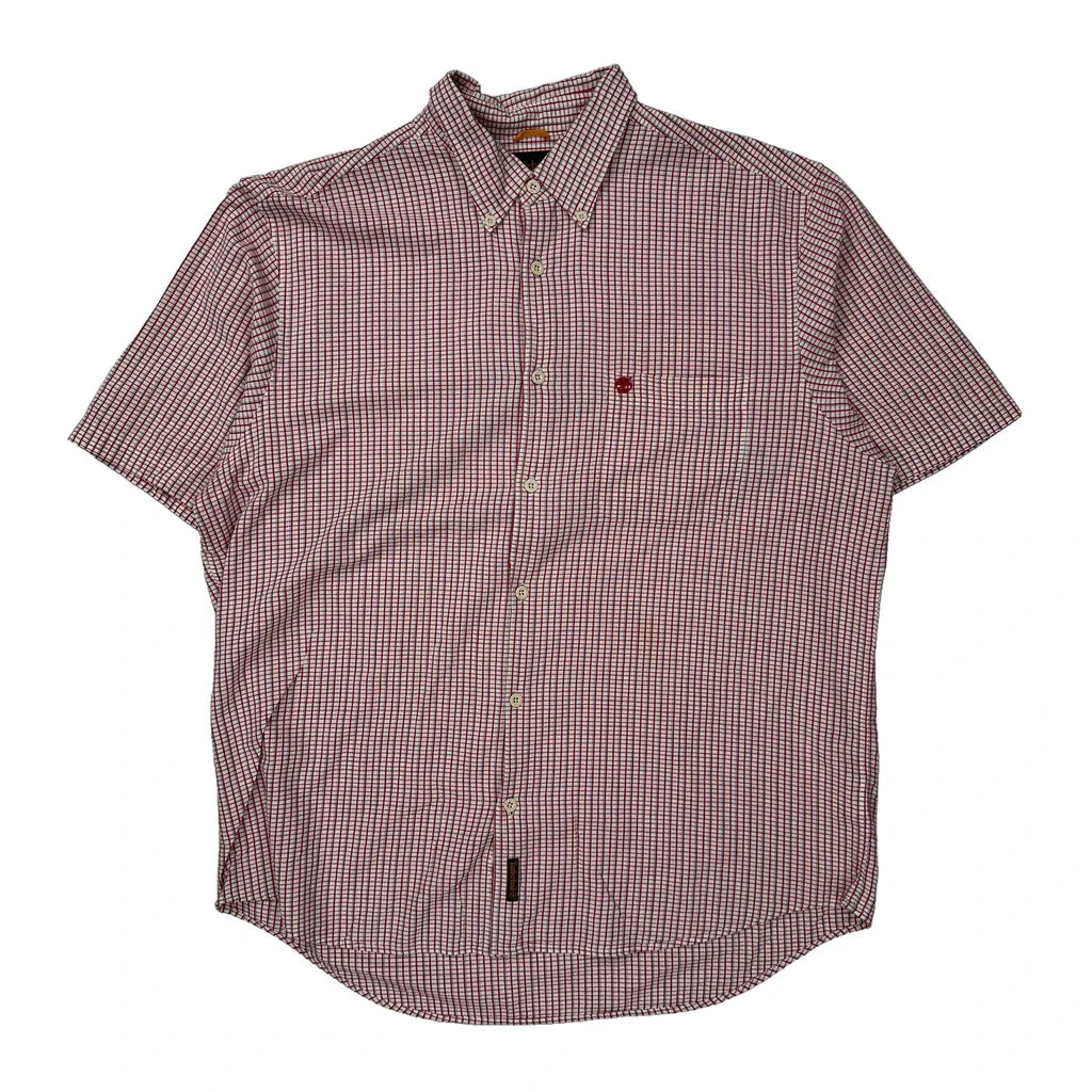 Timberland Checked Short Sleeve Shirt - XL White Cotton Refurbished - Thrifted (note: this is a term often used to describe second- refurbished available on Cerqular