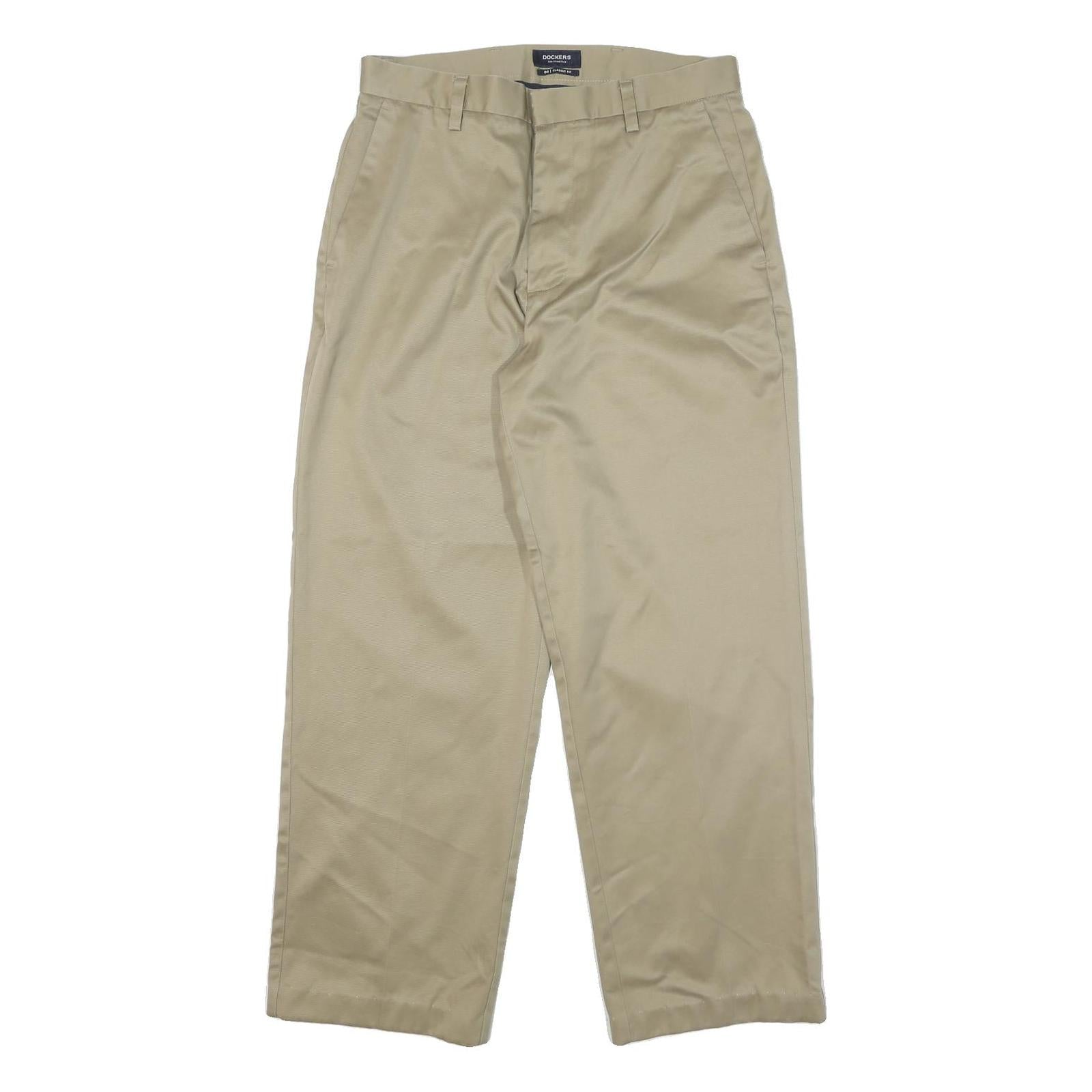 DOCKERS Mens Cotton Blend Beige Relaxed Straight Trousers W32 L29 Casual Smart Refurbished - N/A refurbished available on Cerqular