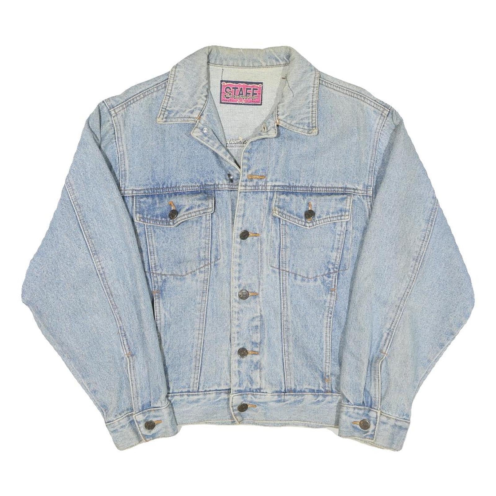 STAFF Mens Blue Cotton Blend Denim Jacket M Classic Button Closure Casual Refurbished - N/A refurbished available on Cerqular