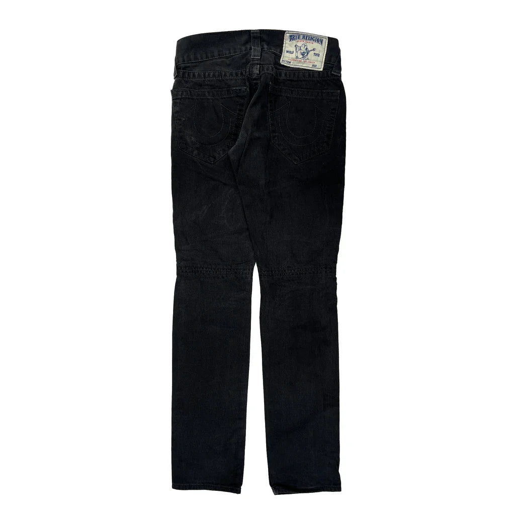 True Religion Double Knee Jeans - 28W UK 8 Black Cotton Refurbished - Thrifted (note: this is a term often used to describe second- refurbished available on Cerqular