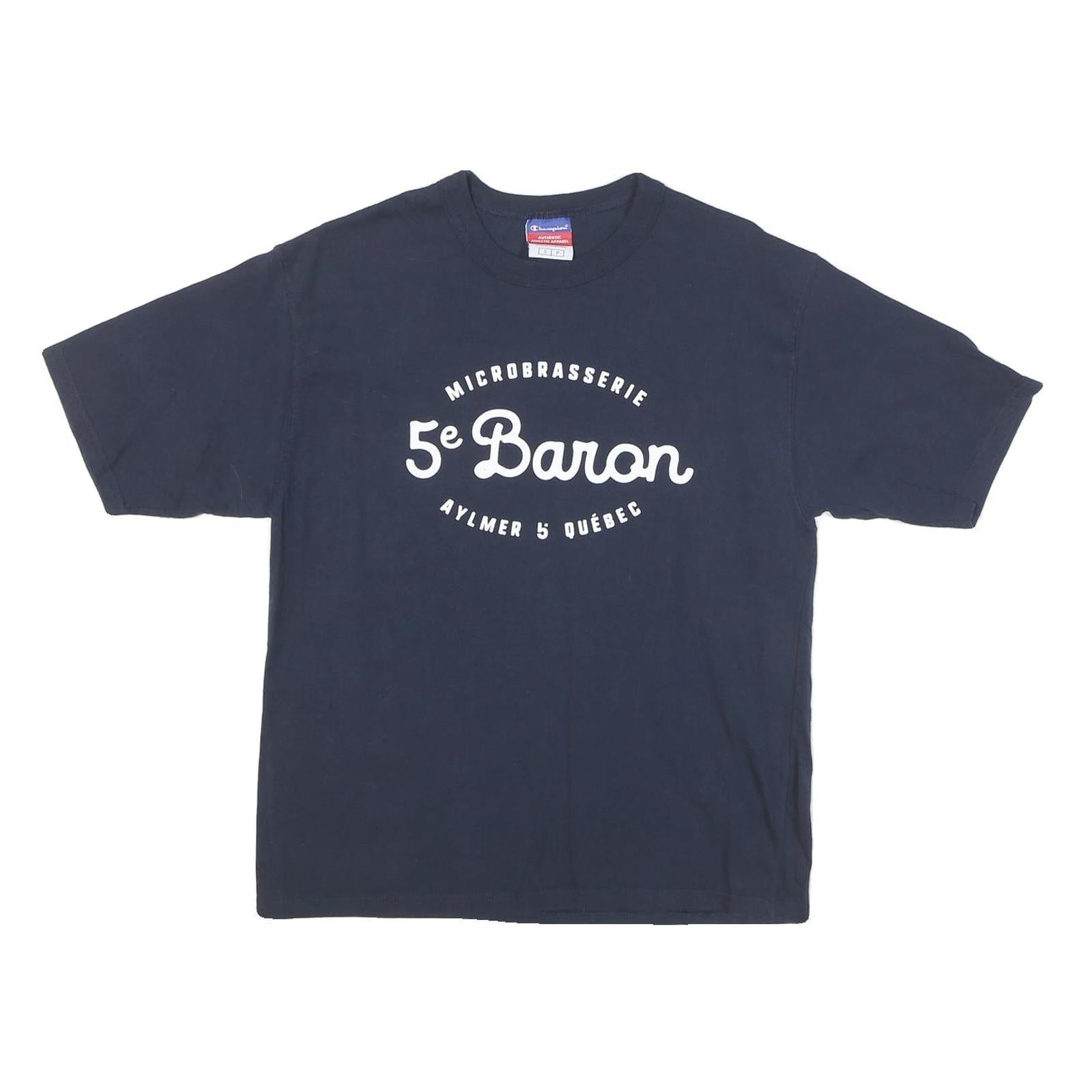 CHAMPION Mens Navy Blue 5e Baron Graphic T-Shirt S Short Sleeve Crew Neck Cotton Refurbished - N/A refurbished available on Cerqular