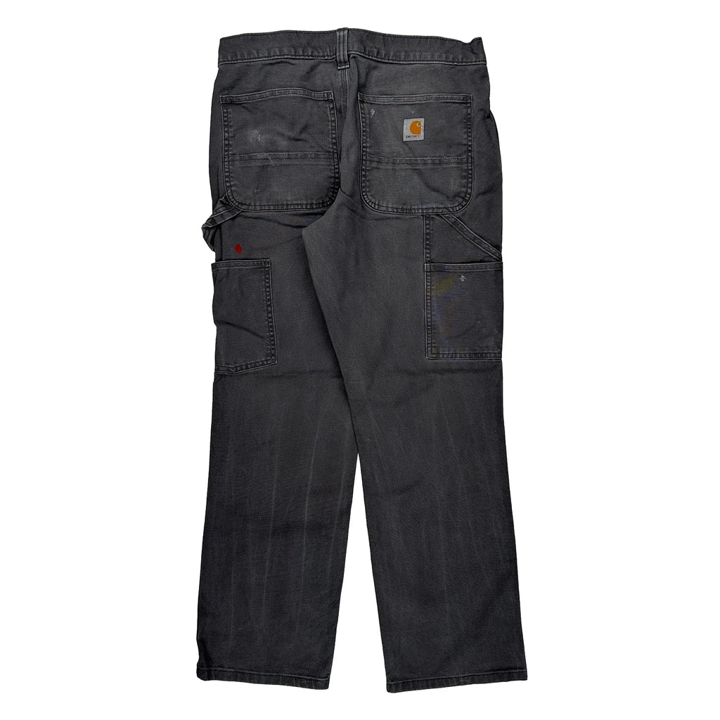 Carhartt Double Knee Carpenter Trousers - 31W 28L Grey Cotton Refurbished - Thrifted (note: this is a term often used to describe second- refurbished available on Cerqular