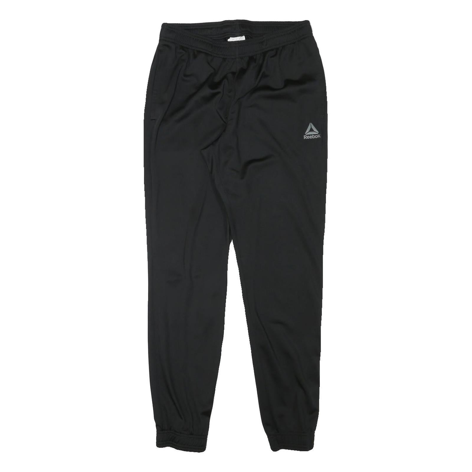 REEBOK Mens Joggers Black M W28 L29 Polyester Blend Slim Tapered Reflective Logo Refurbished - N/A refurbished available on Cerqular
