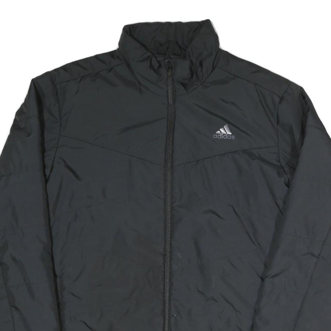 ADIDAS Mens Black Jacket L Polyester Blend Zip Plain Sportswear Casual Outerwear Refurbished - N/A refurbished available on Cerqular