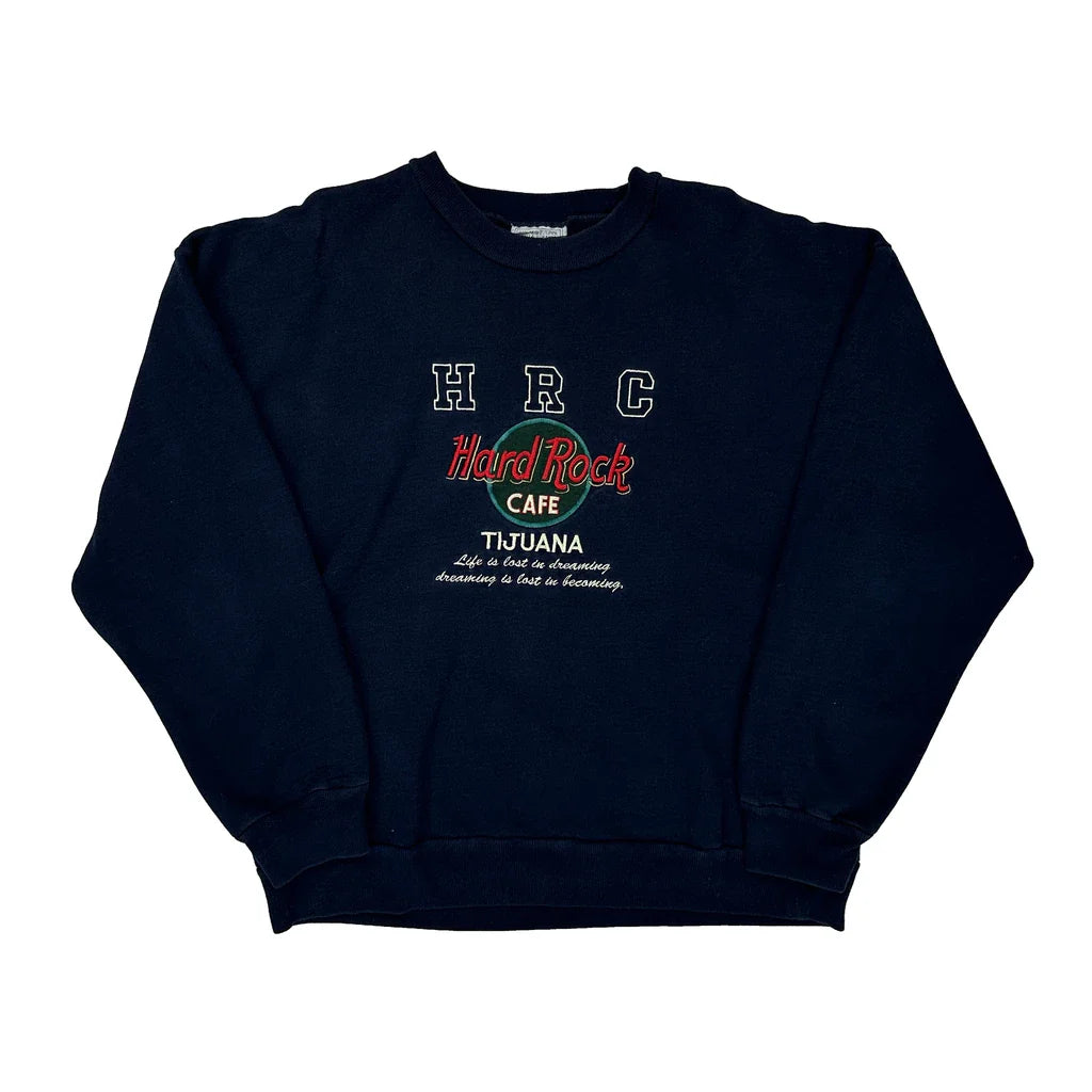 Buy Hard Rock Cafe Graphic Sweatshirt - XL Navy Cotton Refurbished - $44.21 Hard Rock Cafe Graphic Sweatshirt - XL Navy Cotton Refurbished - Thrifted (note: this is a term often used to describe second- refurbished available on Cerqular