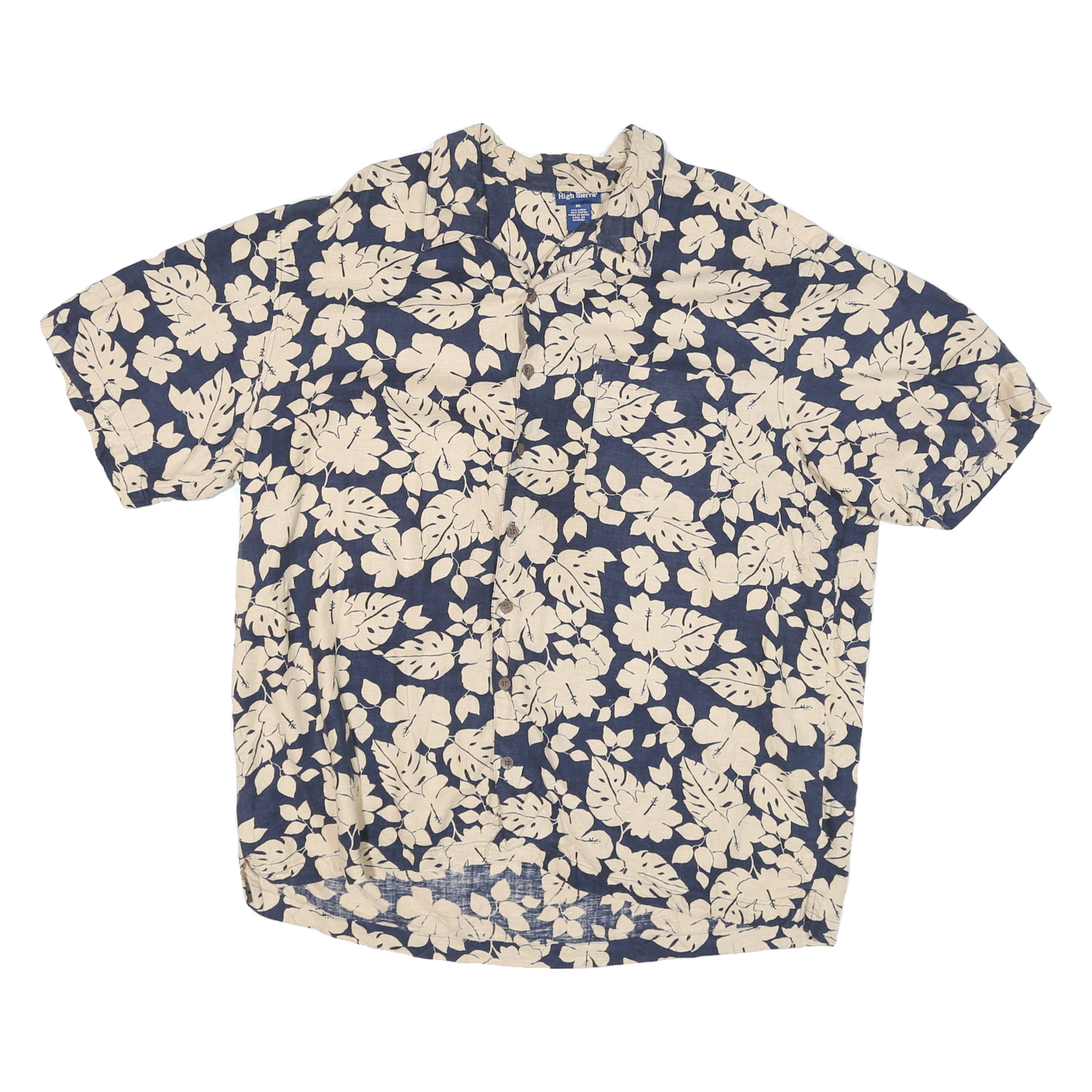 HIGH SIERRA Mens Blue & Cream Floral Linen Shirt XL Casual Summer Beachwear Refurbished - N/A refurbished available on Cerqular