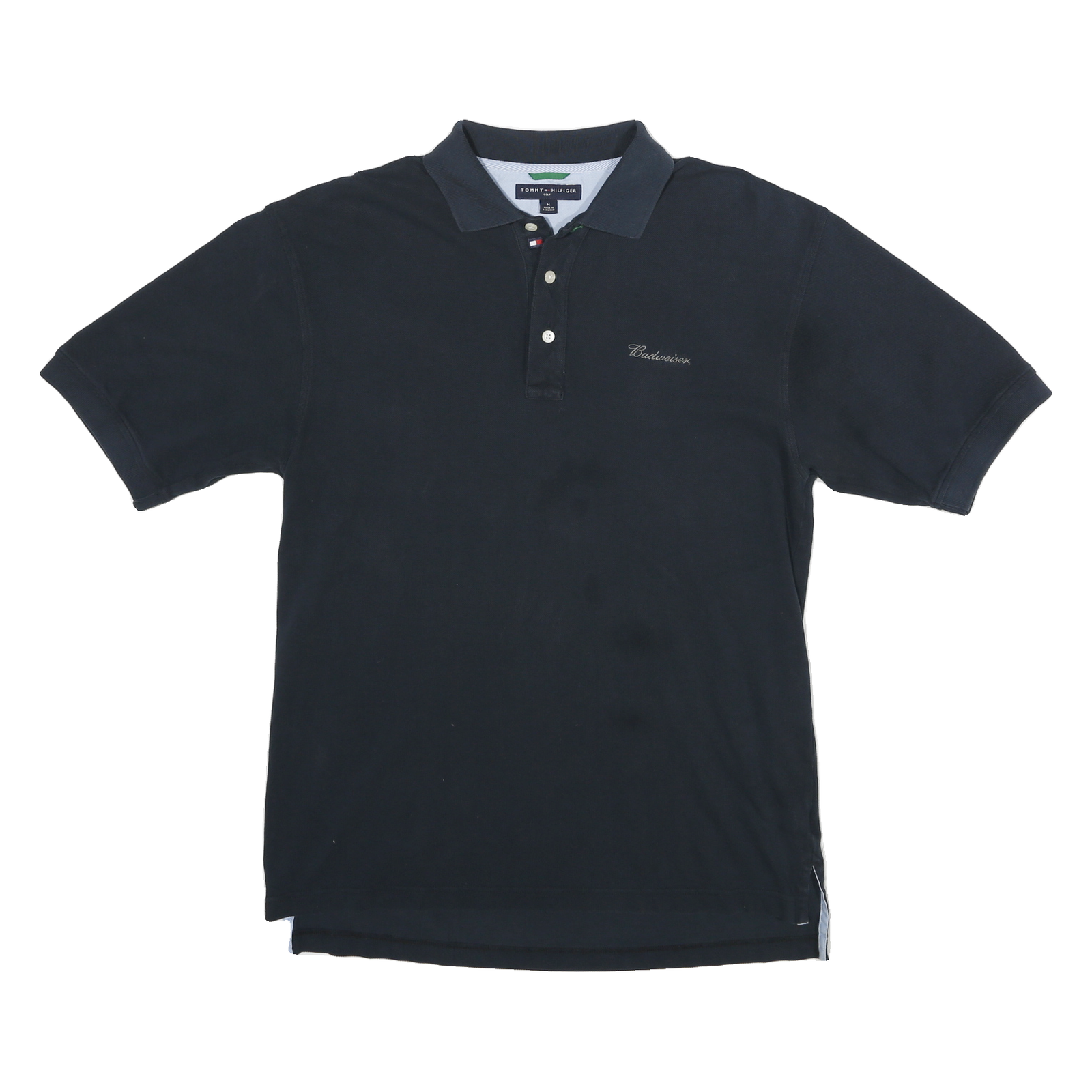 TOMMY HILFIGER Mens Navy Blue Short Sleeve Plain M Cotton Polo Shirt Refurbished - N/A refurbished available on Cerqular