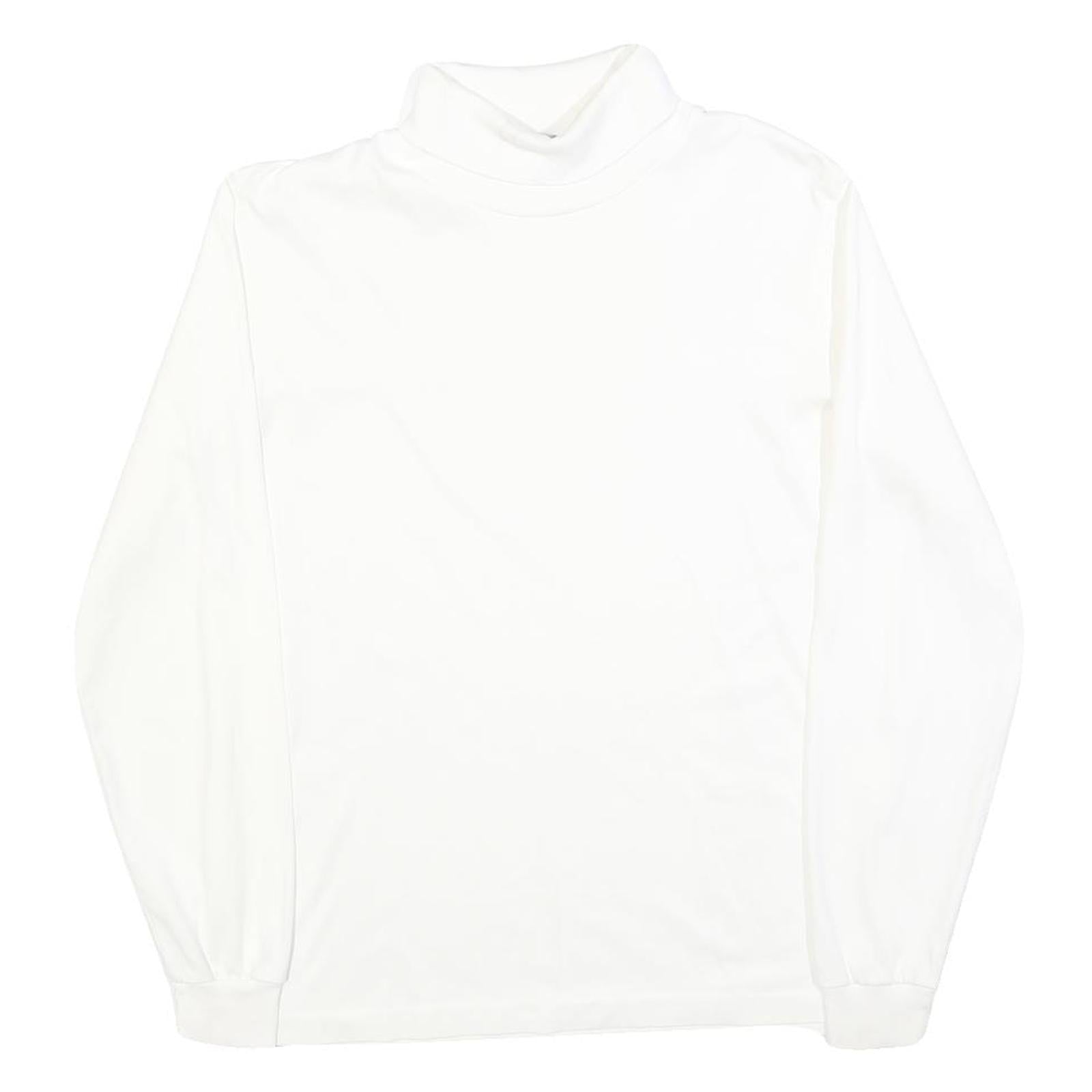 LANDS END Womens White Plain Cotton Blend Jumper Roll Neck Basic Knit S Soft Refurbished - N/A refurbished available on Cerqular