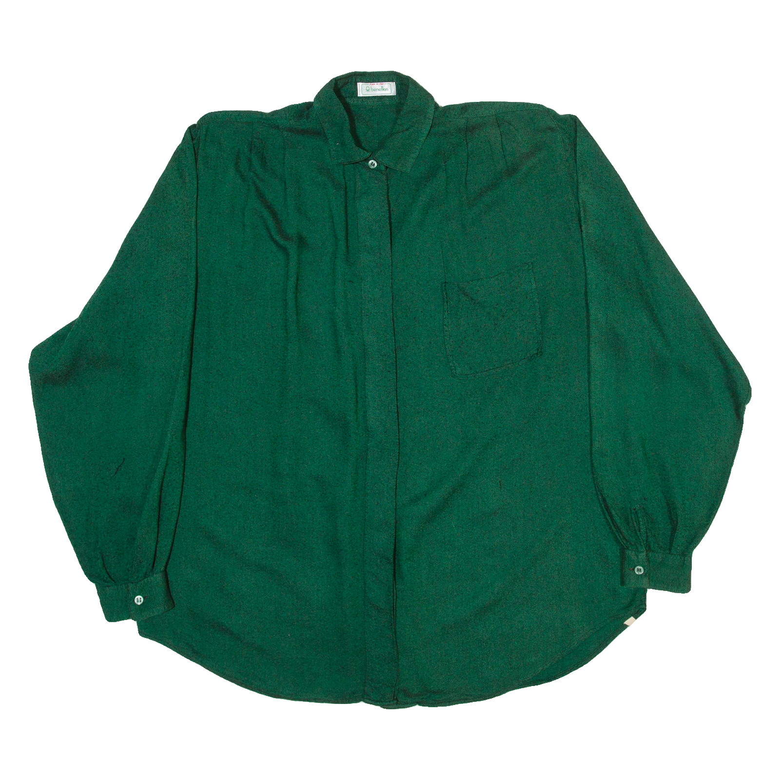 BENETTON Womens Plain Shirt Green Long Sleeve S Refurbished - N/A refurbished available on Cerqular