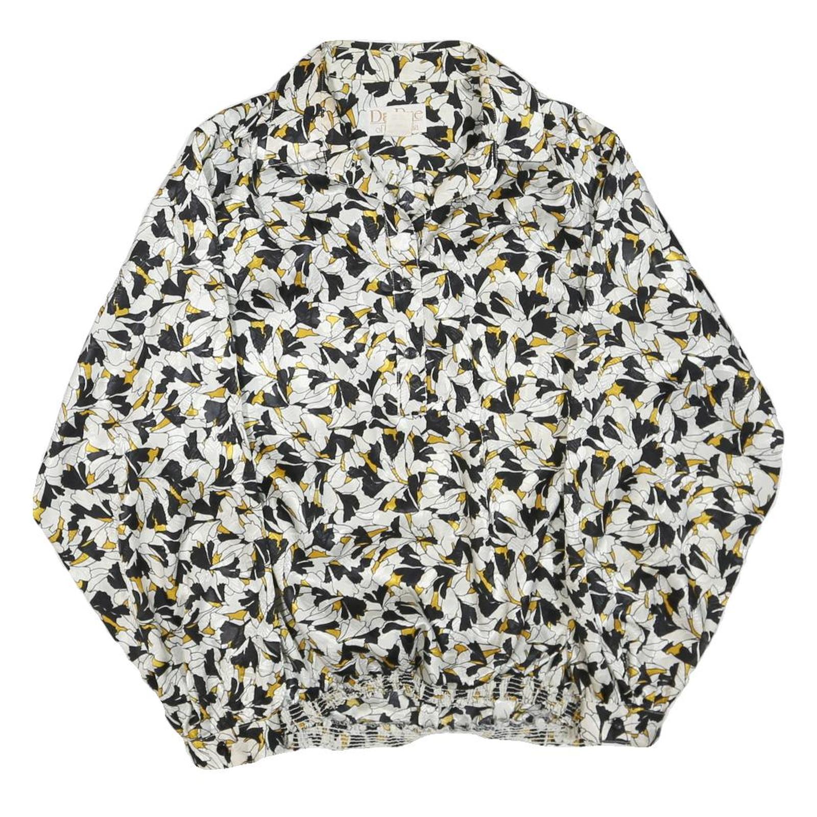 DA-RUE OF CALIFORNIA Womens Black & White Floral Blouse Long Sleeve Collared L Refurbished - N/A refurbished available on Cerqular