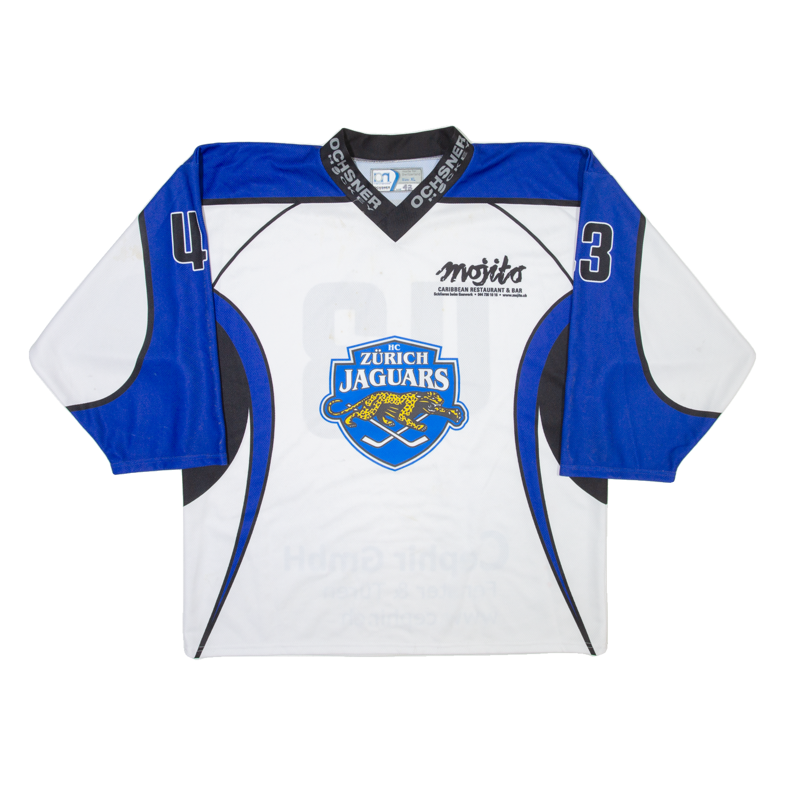 OCHSNER HOCKEY Zurich Jaguars Mens Jersey White 3/4 Sleeve V-Neck XL Refurbished - N/A refurbished available on Cerqular
