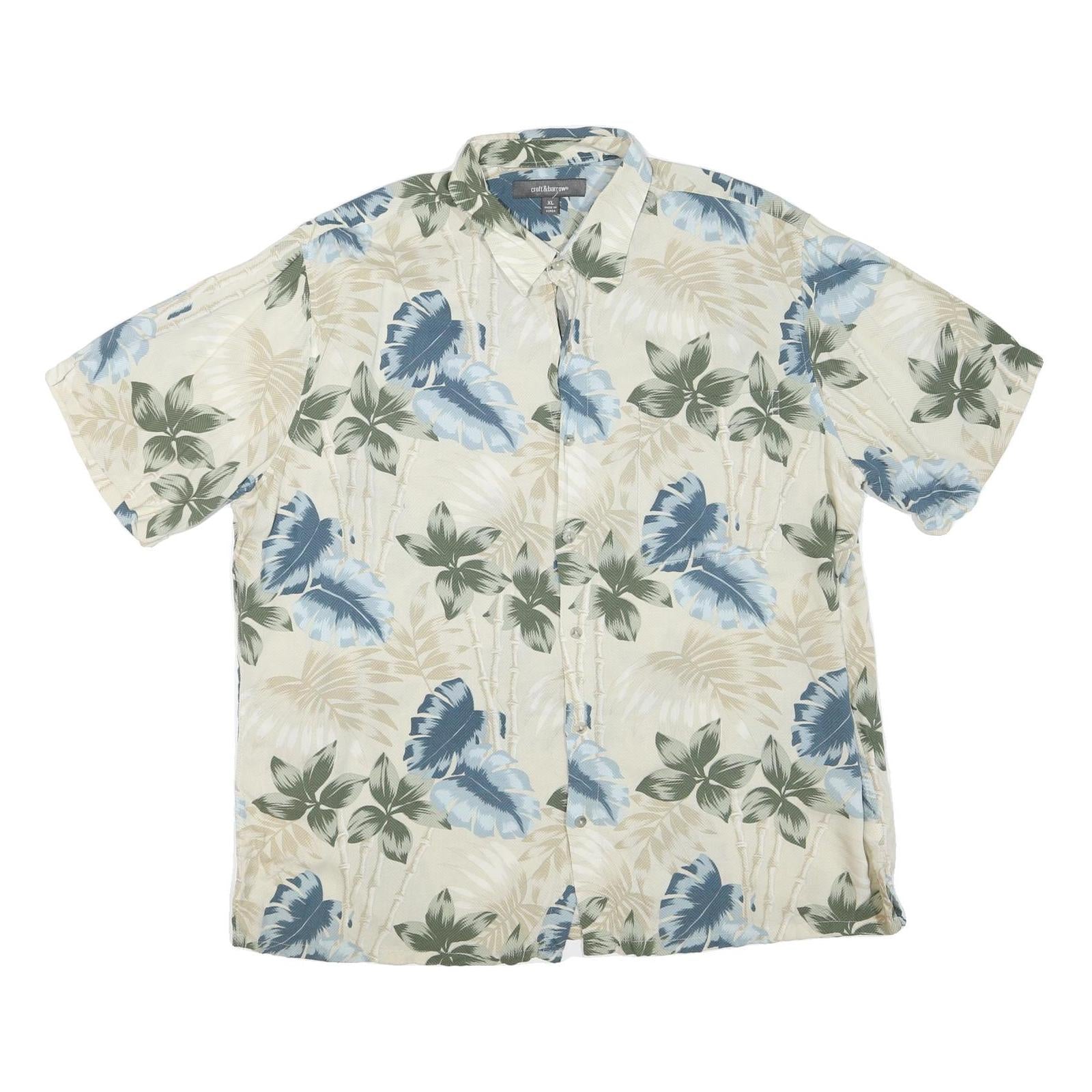 CROFT & BARROW Mens Cream Green & Blue Hawaiian Shirt XL Cotton Blend Casual Refurbished - N/A refurbished available on Cerqular