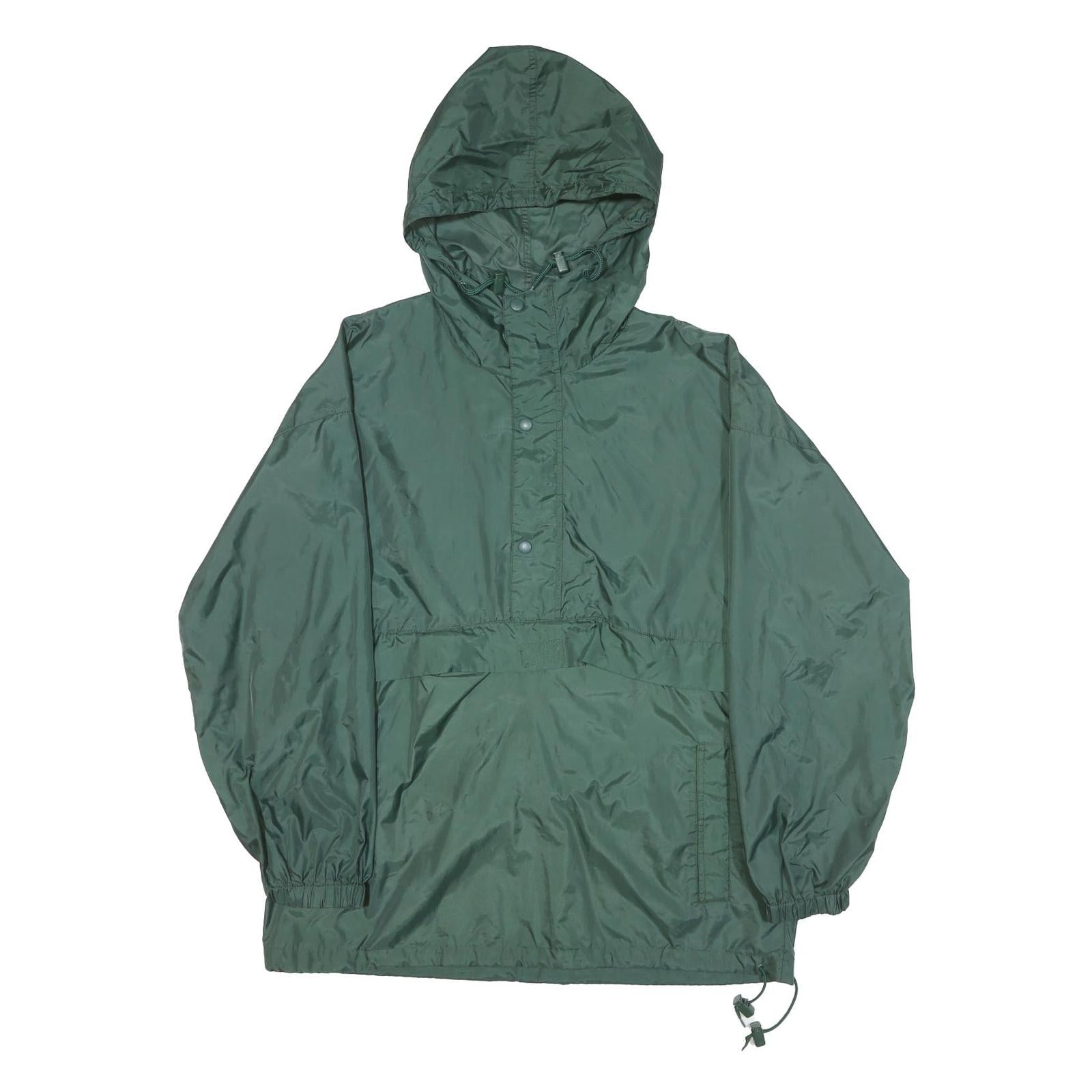 Mens Green Nylon Outdoor Jacket M Hooded Lightweight Plain Sporty Refurbished - N/A refurbished available on Cerqular