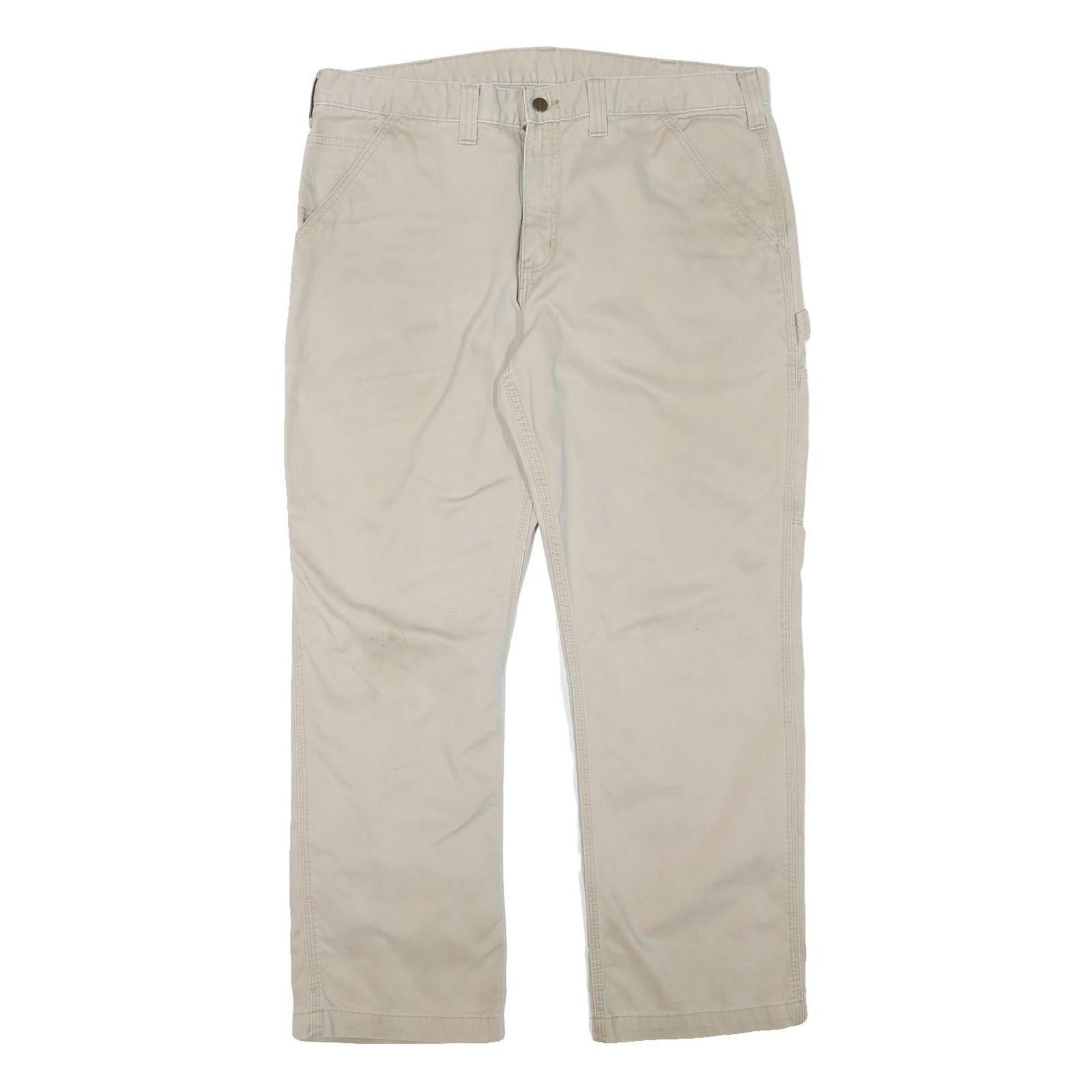 CARHARTT Mens Beige Relaxed Straight Trousers W38 L28 Cotton Blend Zip Casual Refurbished - N/A refurbished available on Cerqular