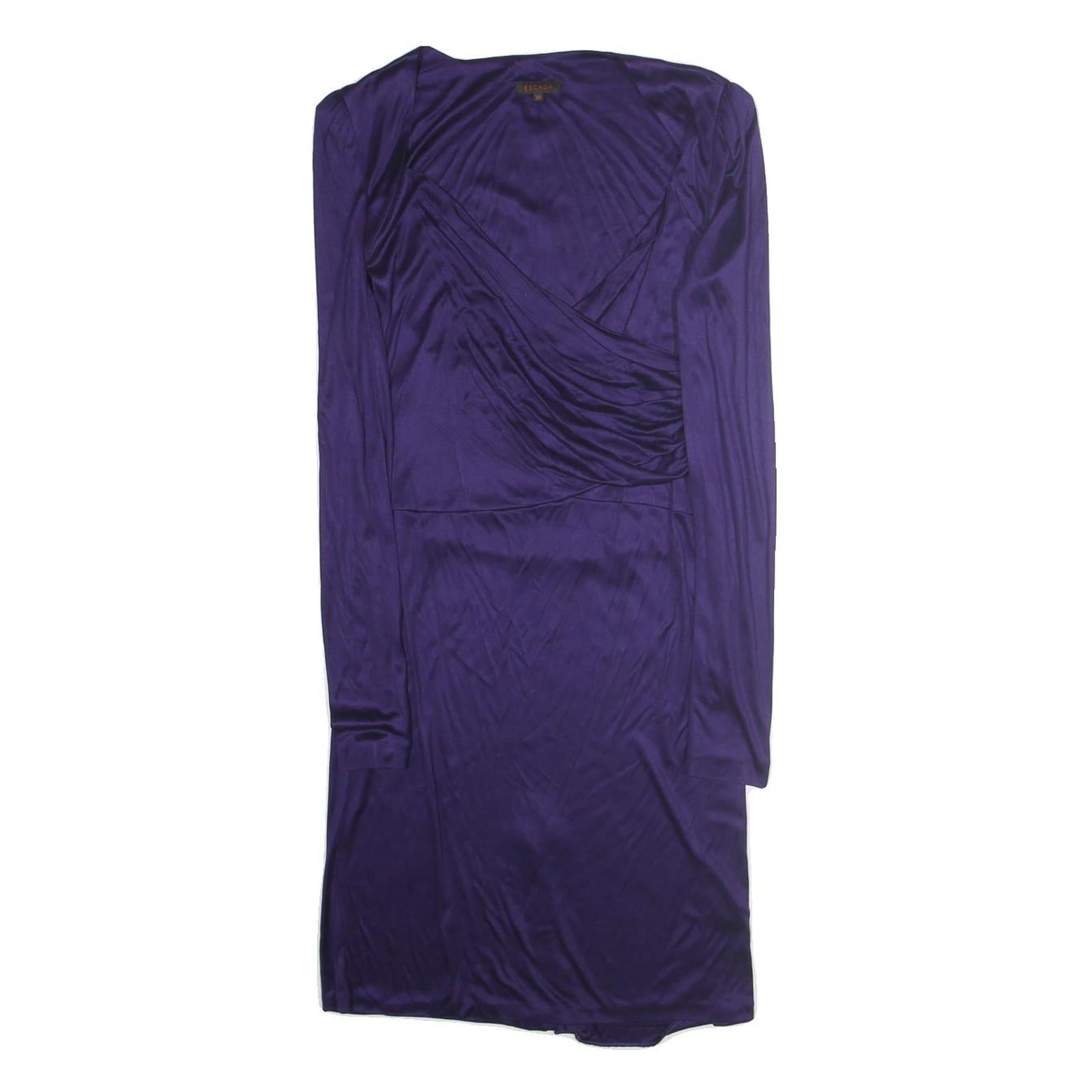 ESCADA Womens Purple Evening Dress Polyester Long Sleeve Midi Size L Elegant Refurbished - N/A refurbished available on Cerqular