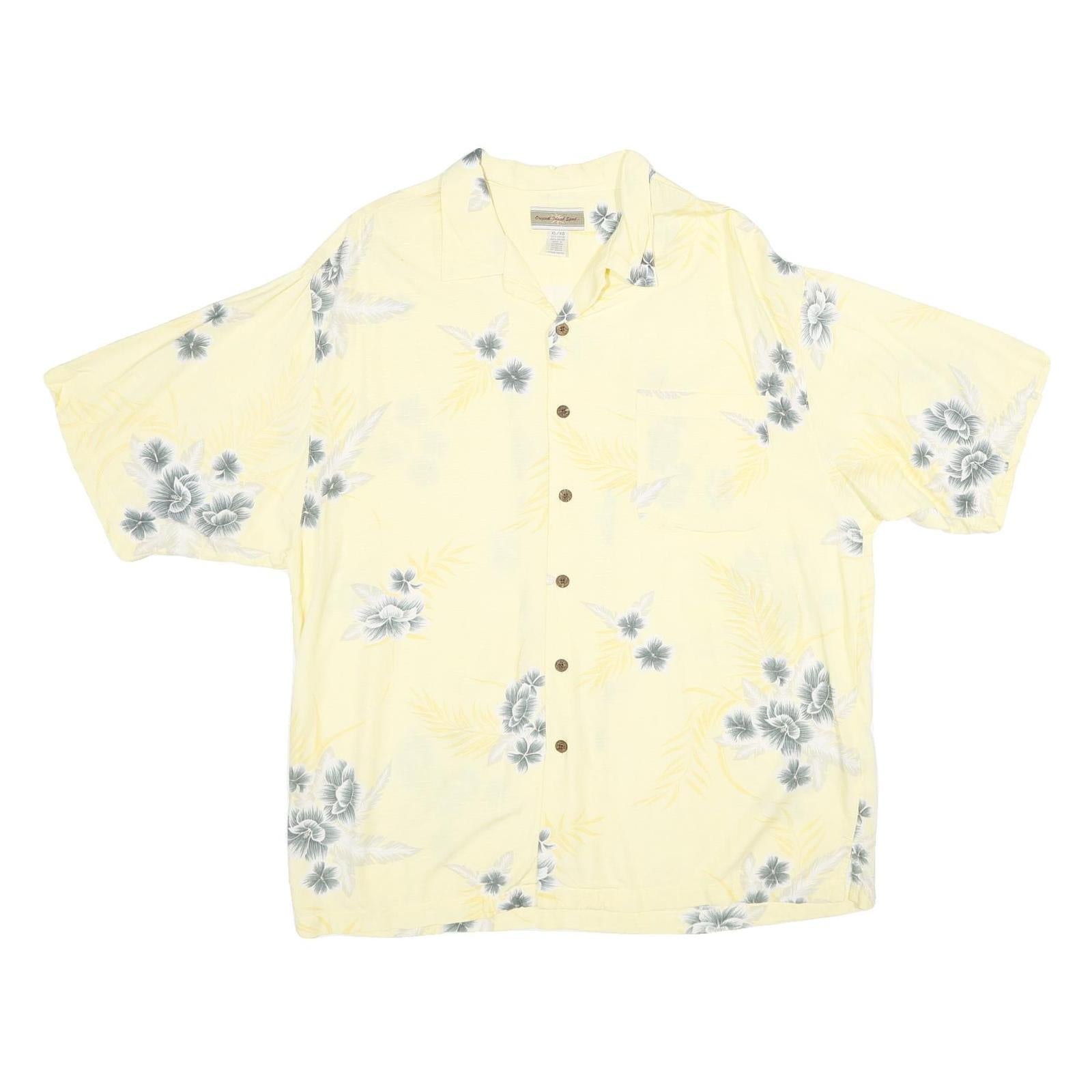 ORIGINAL ISLAND SPORT Mens Yellow Rayon Hawaiian Shirt XL Floral Casual Summer Refurbished - N/A refurbished available on Cerqular
