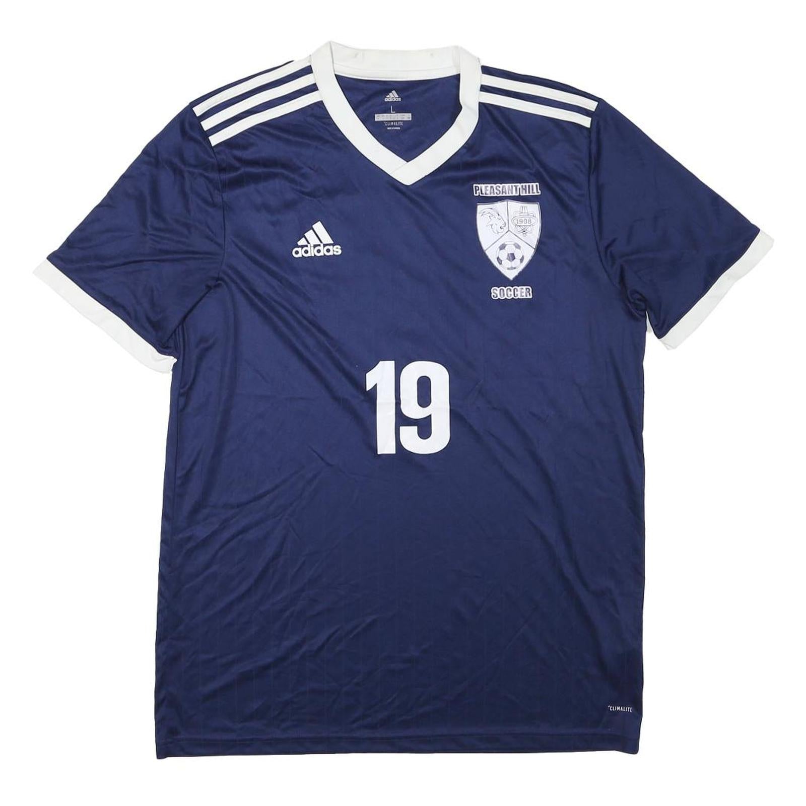 ADIDAS Mens Blue White Classic Football T-Shirt L Short Sleeve V-Neck Refurbished - N/A refurbished available on Cerqular