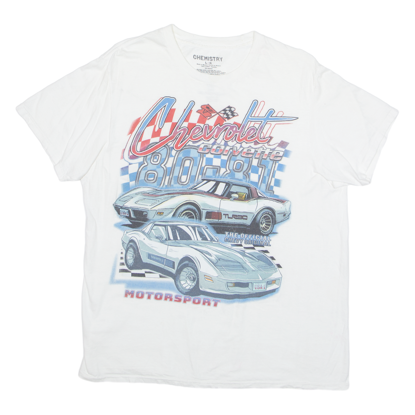 CHEMISTRY Chevrolet Mens T-Shirt White USA L Refurbished - N/A refurbished available on Cerqular