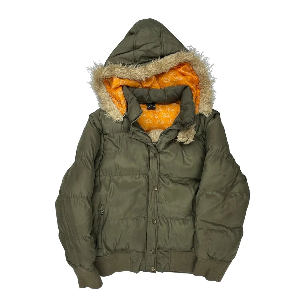 Fubu Puffer - 2XL Orange Polyester Refurbished - Thrifted (note: this is a term often used to describe second- refurbished available on Cerqular