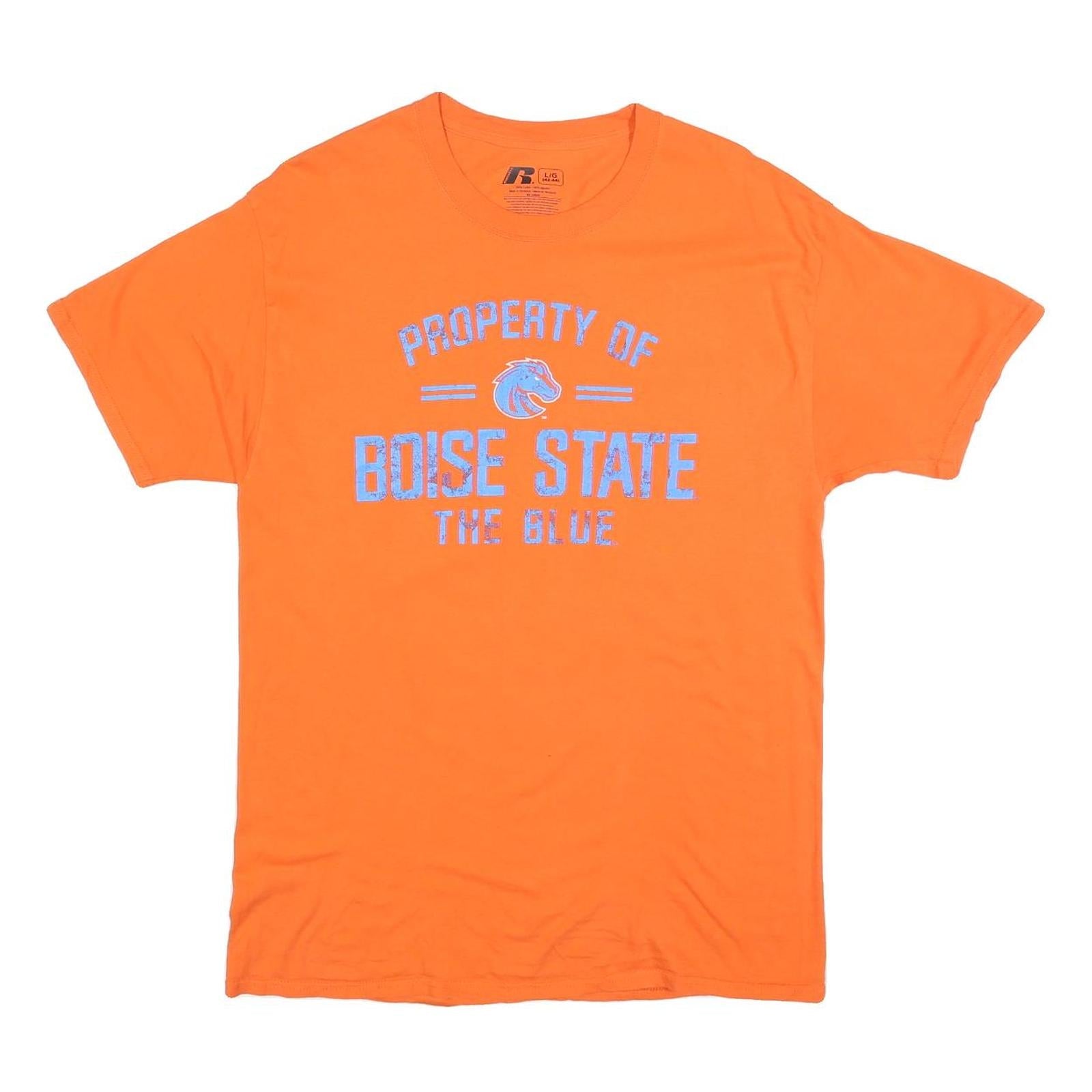 RUSSELL ATHLETIC Mens Orange Boise State Graphic T-Shirt L Short Sleeve Crew Refurbished - N/A refurbished available on Cerqular
